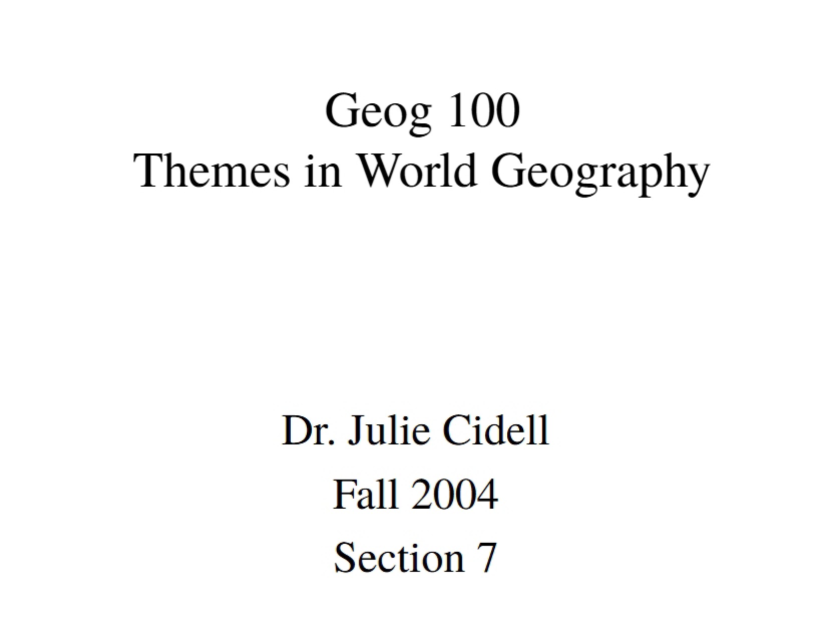 World Geography Themes