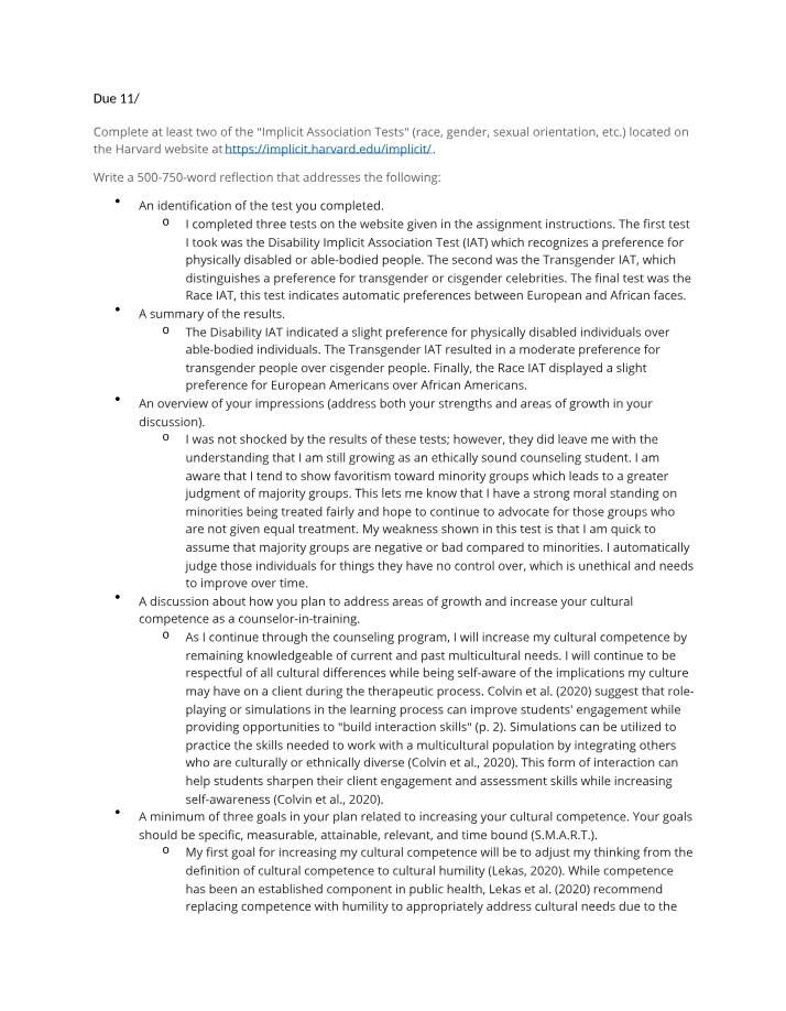 Assignment - Increasing Your Cultural Competence
