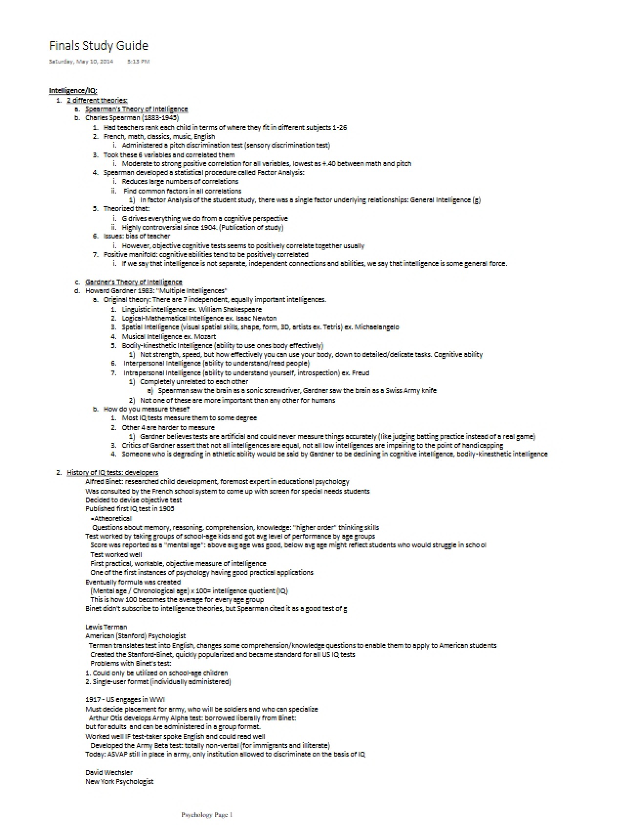 Psychology Semester Review