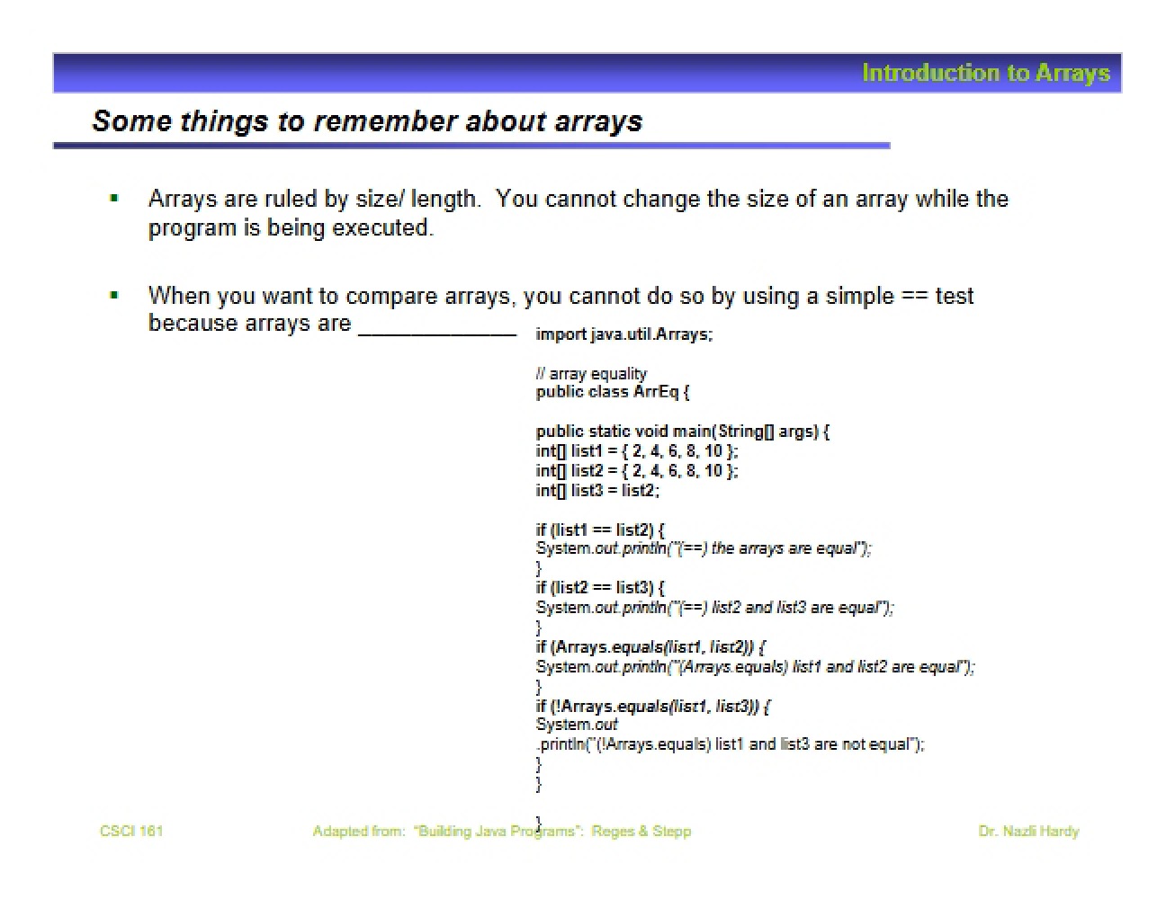 Introduction to Array Structures