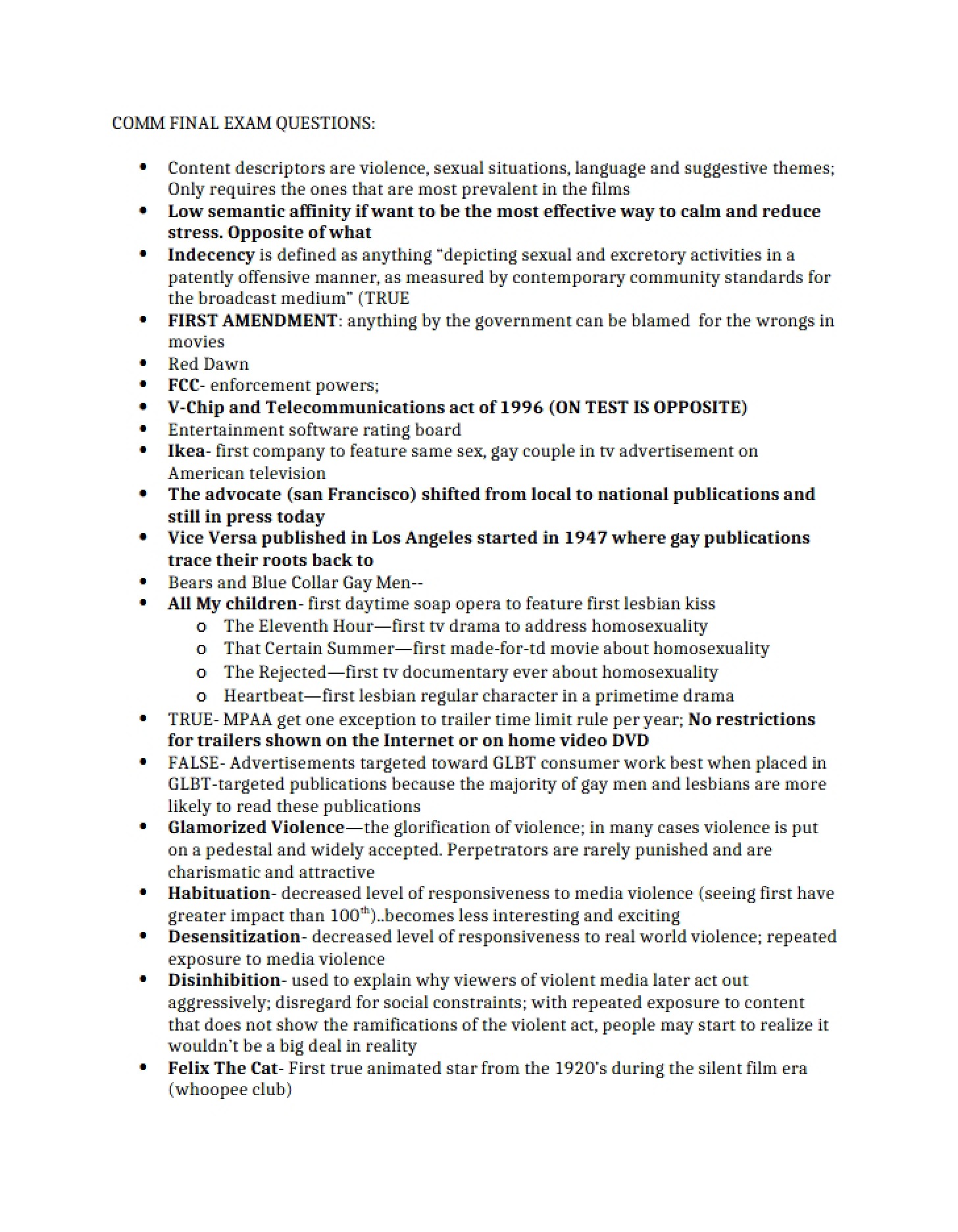 Questions for Final Exam