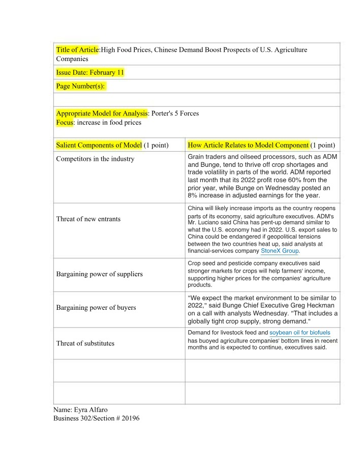 WSJ Template for BUS 302