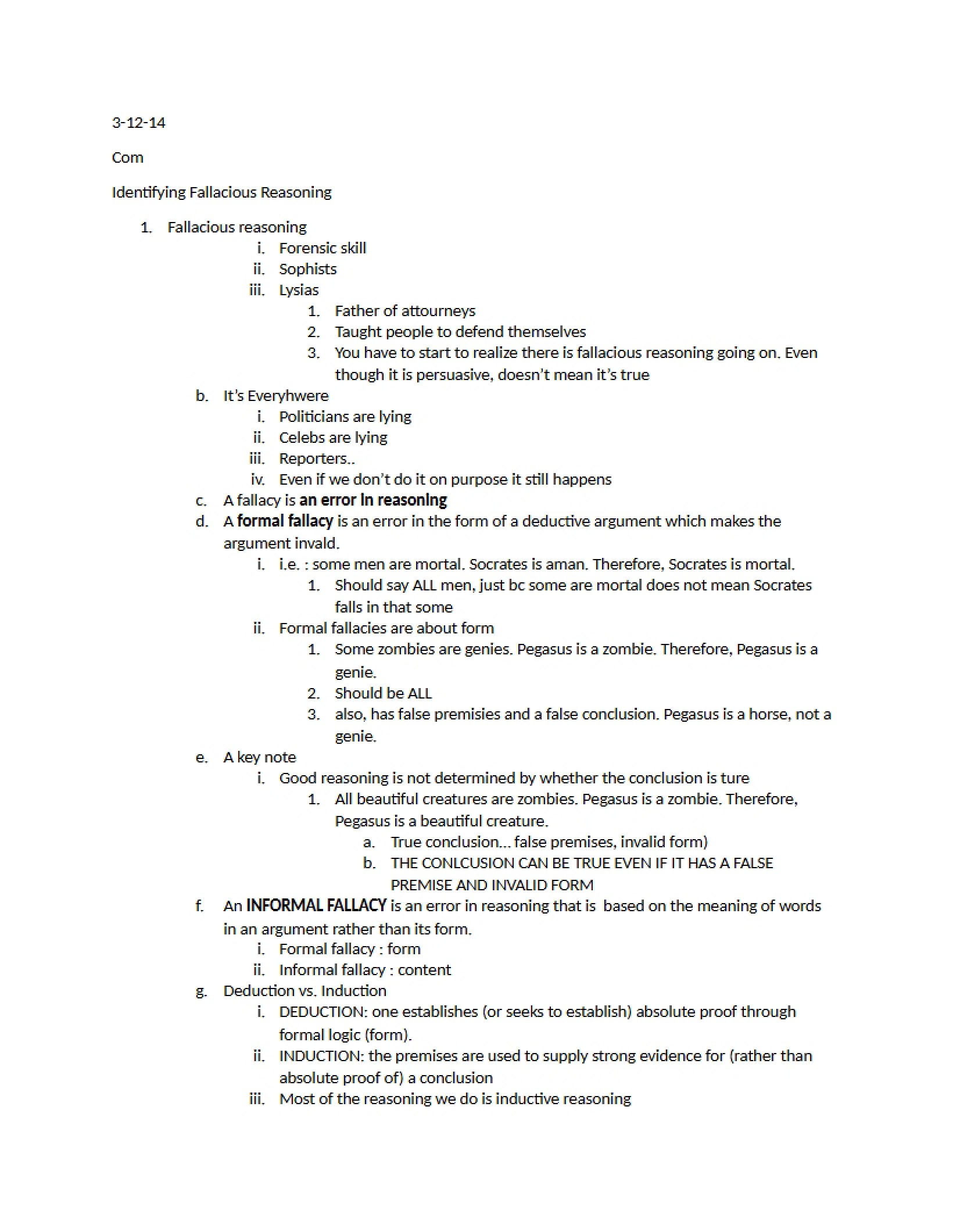 Notes from Dec 14