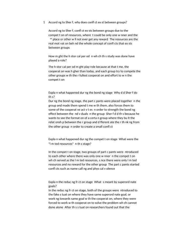 Why Conflict Exists Between Groups - Sherif's Findings