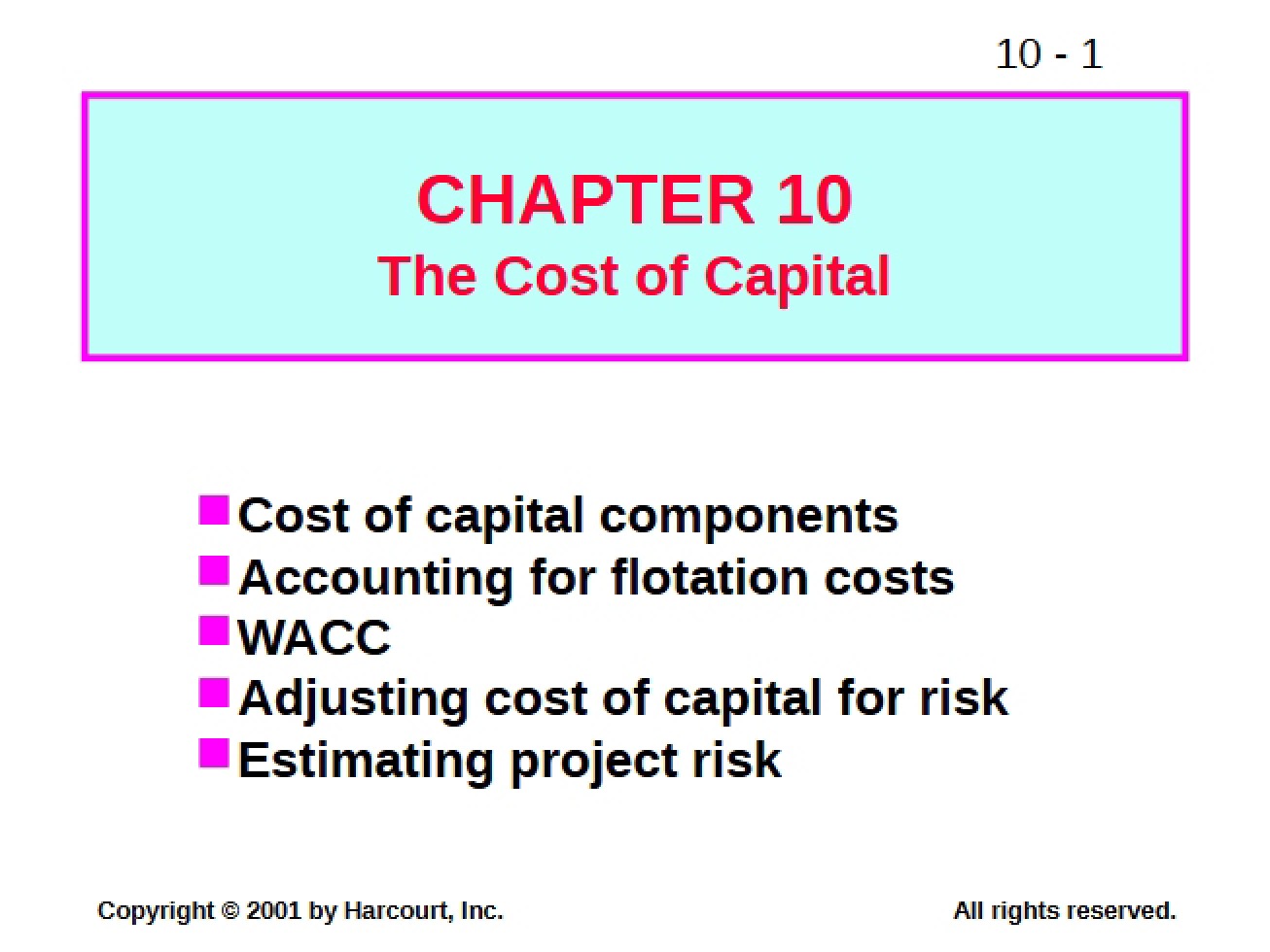 Cost of Capital Chapter 10