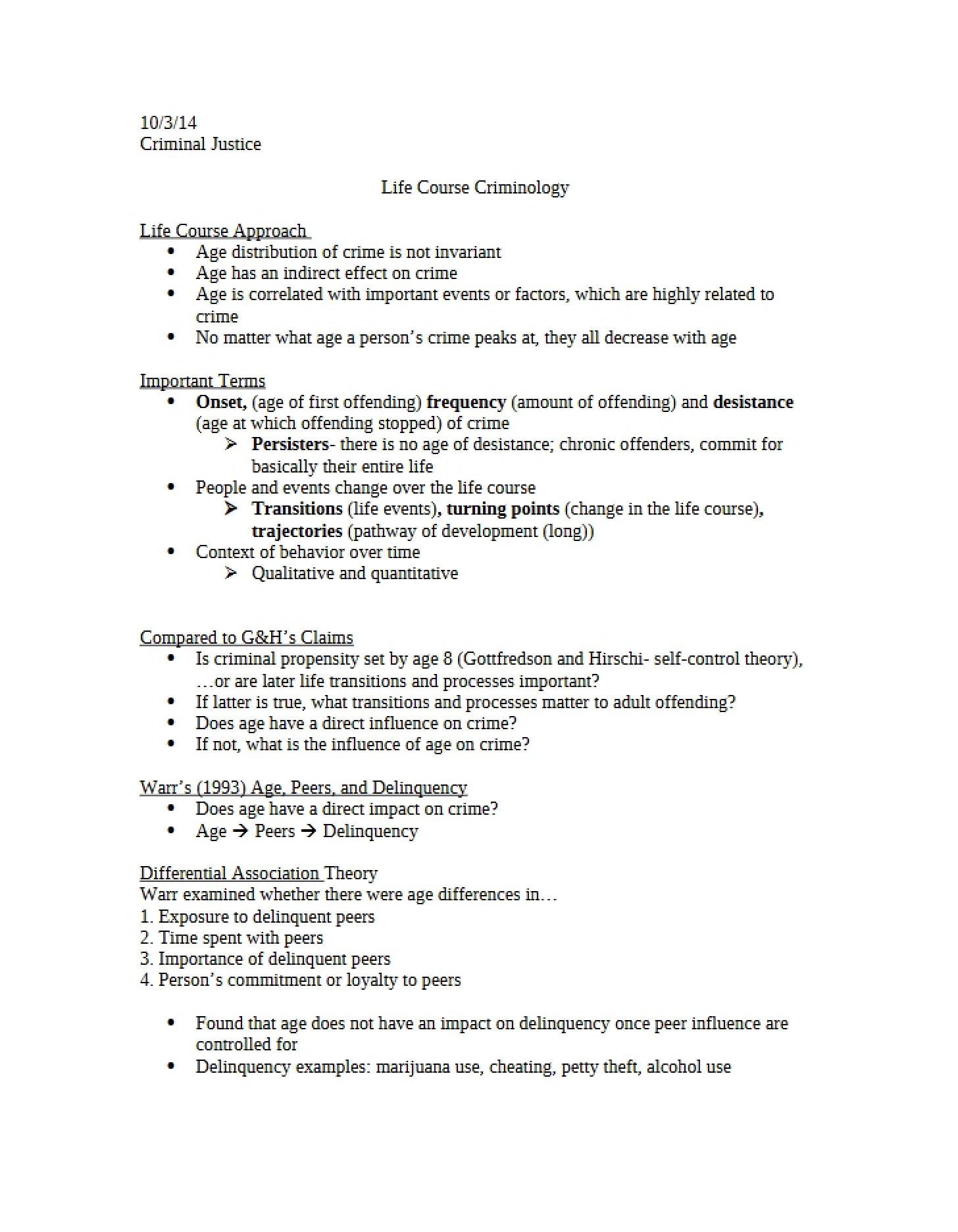 Criminology Life Course