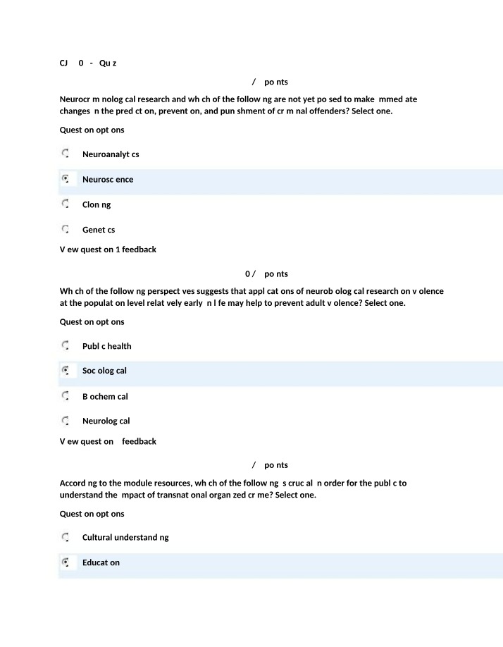 7-3 Quiz for CJ 340