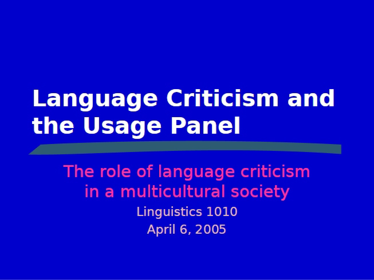 Usage Panel and Language Criticism
