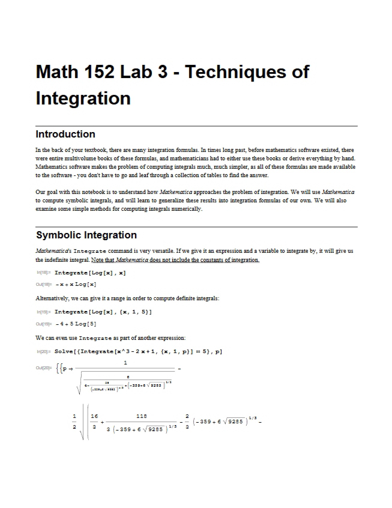 Integration Techniques Laboratory 3