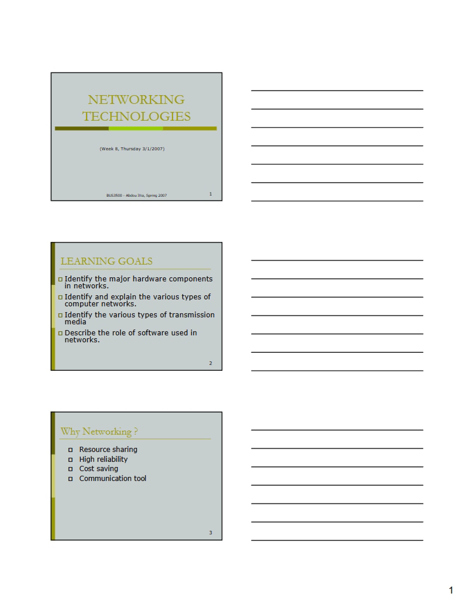 Lecture Notes for MIS