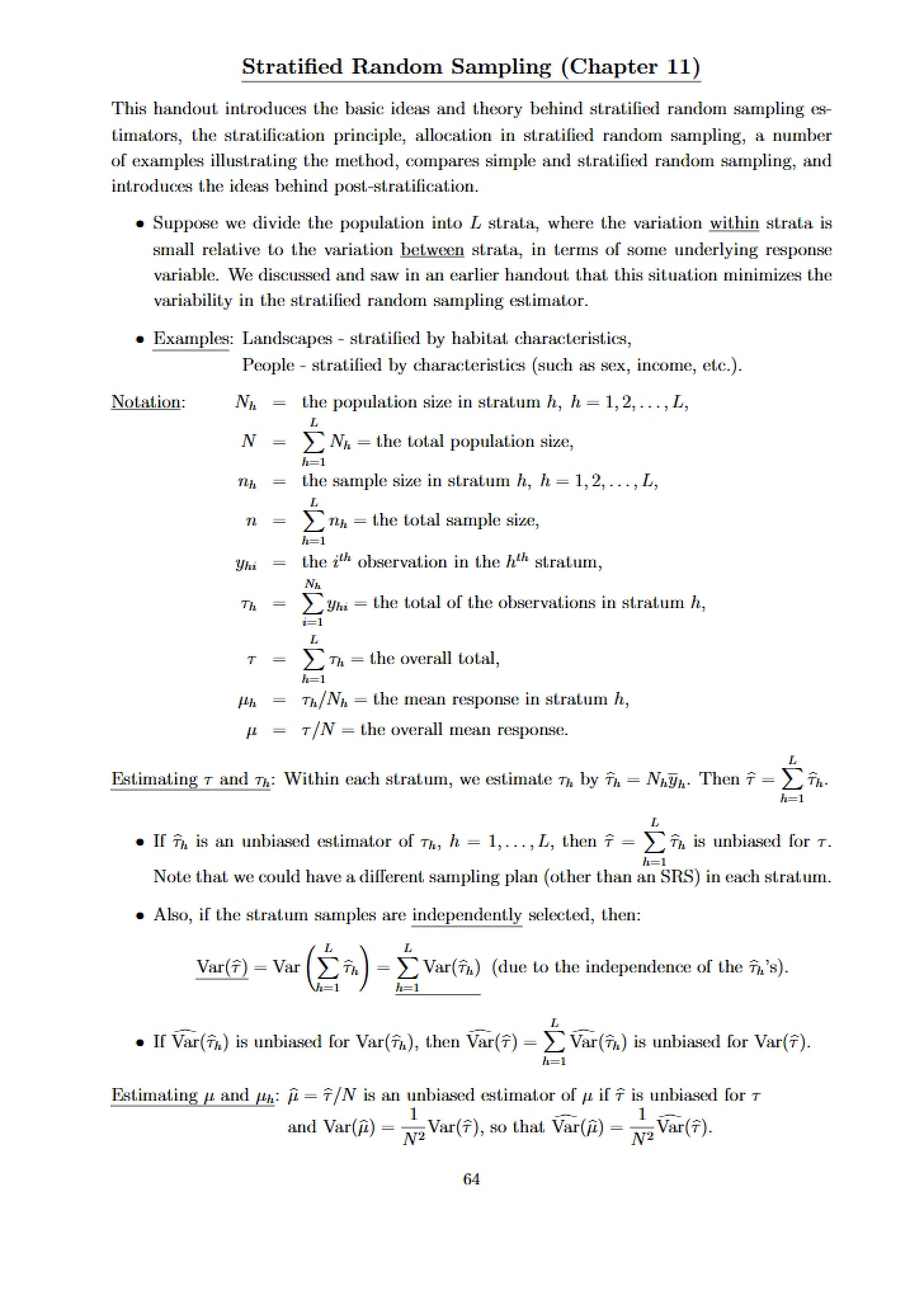 Stratified Sampling