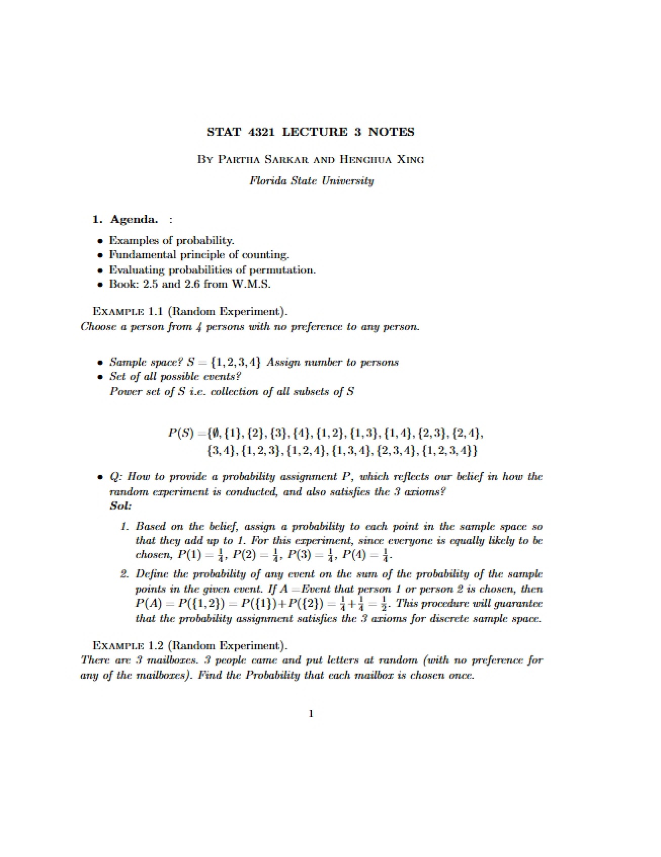 Lecture Three Mathematical Statistics