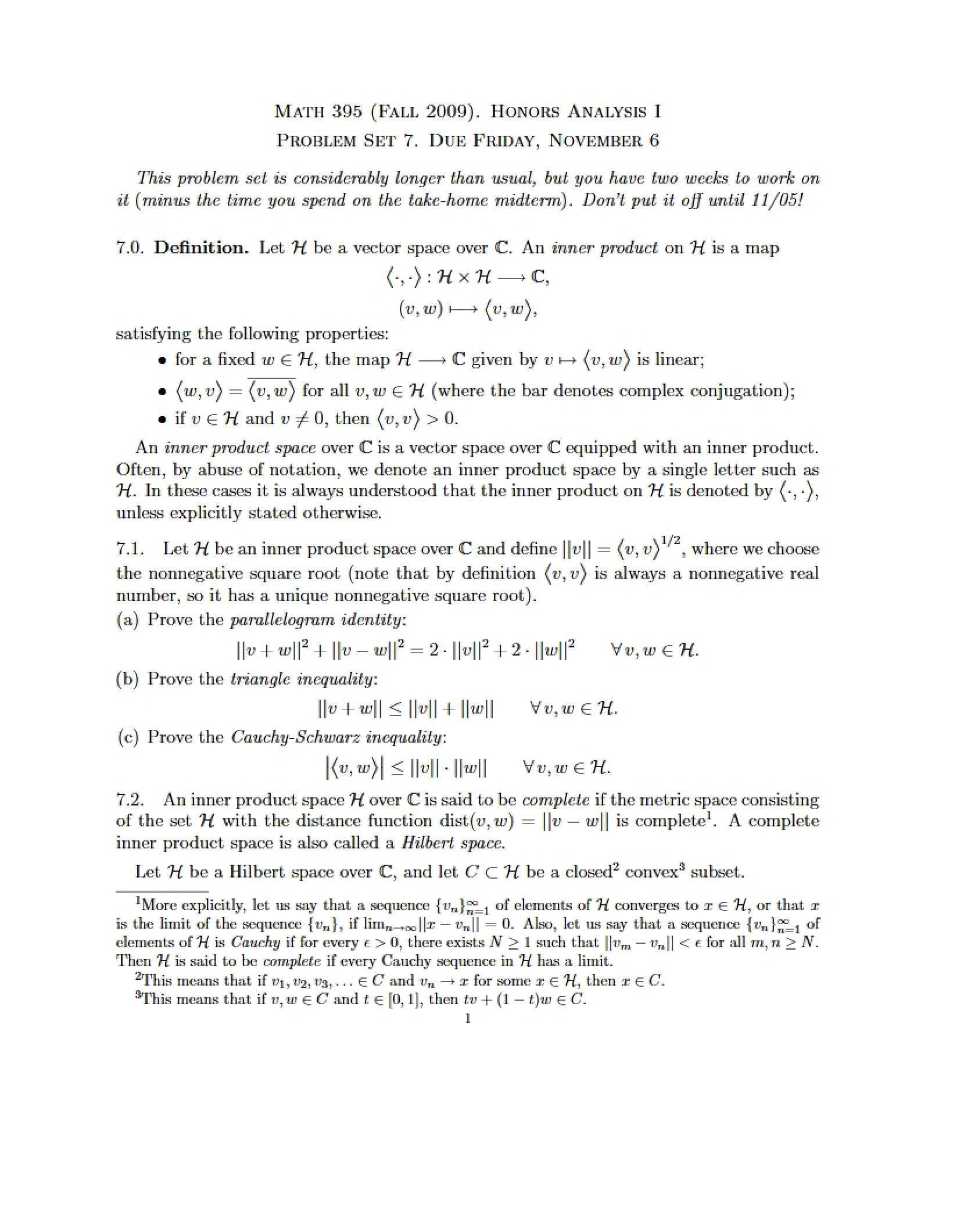 Seventh Problem Set