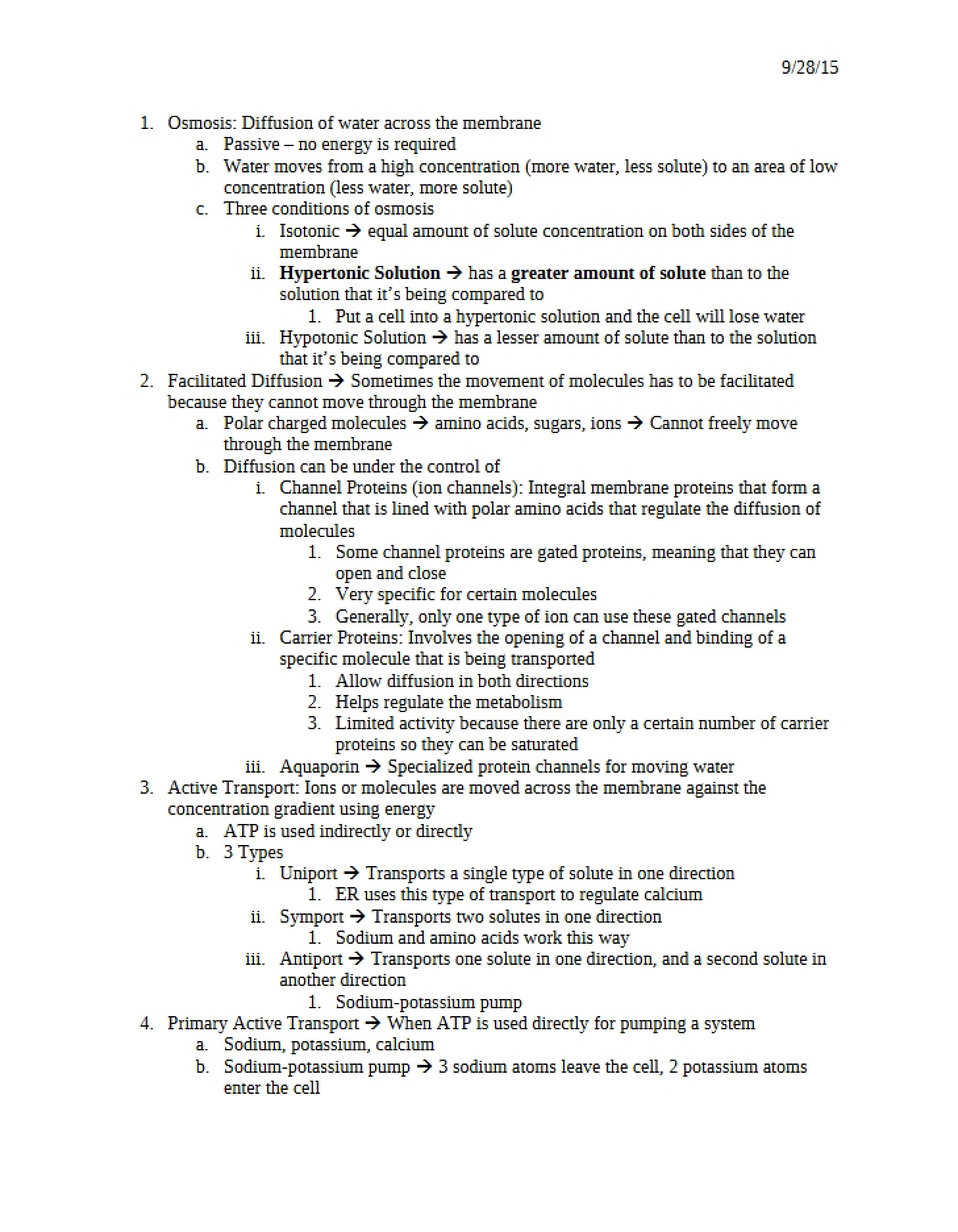 Osmotic Processes