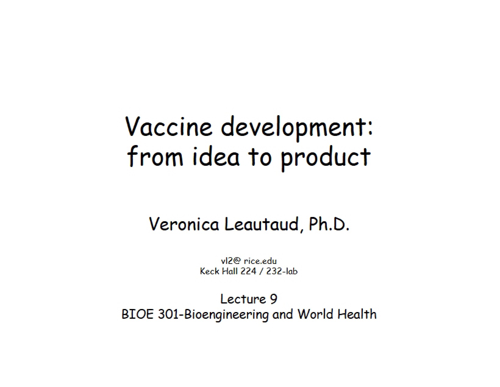 From Idea to Product Vaccine Development - 54 Pages