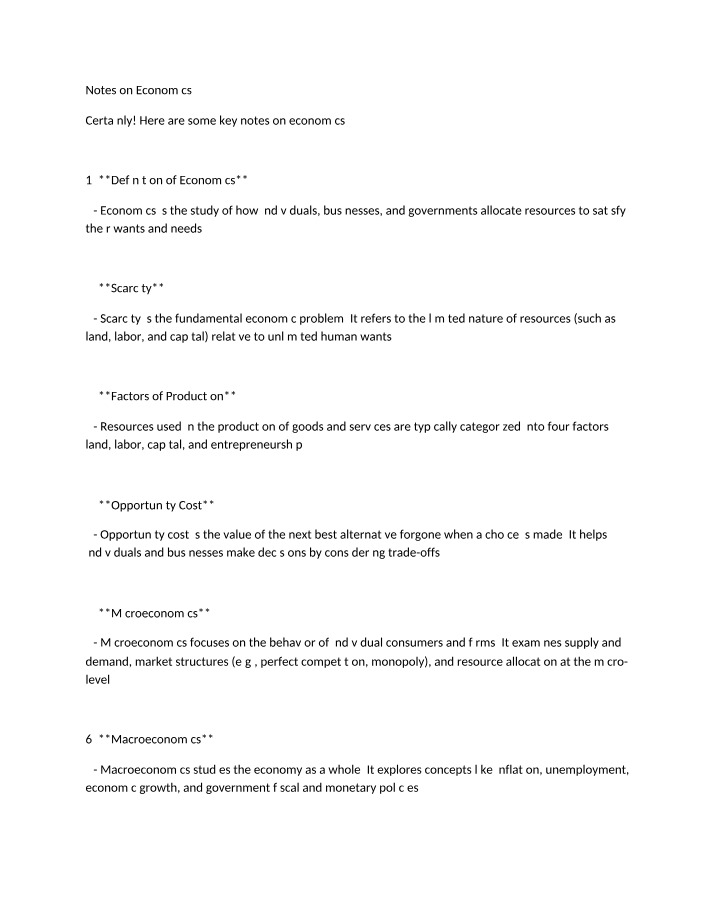 Economics Notes