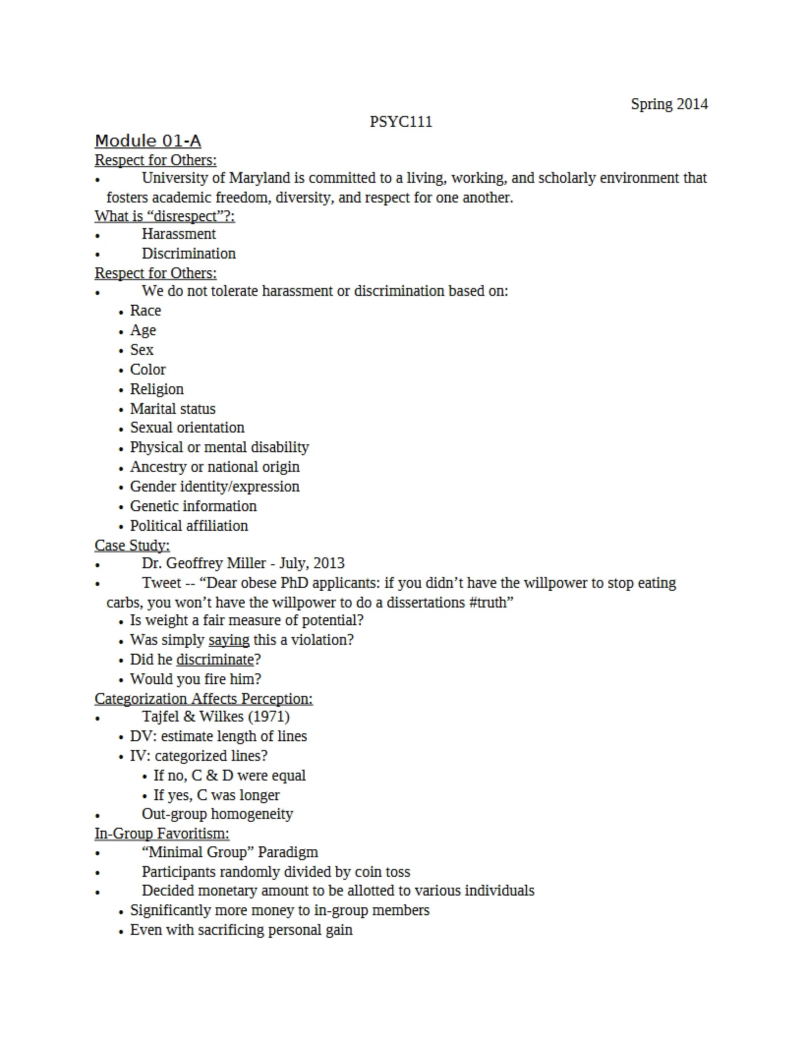 PSYC 111 Lecture Notes