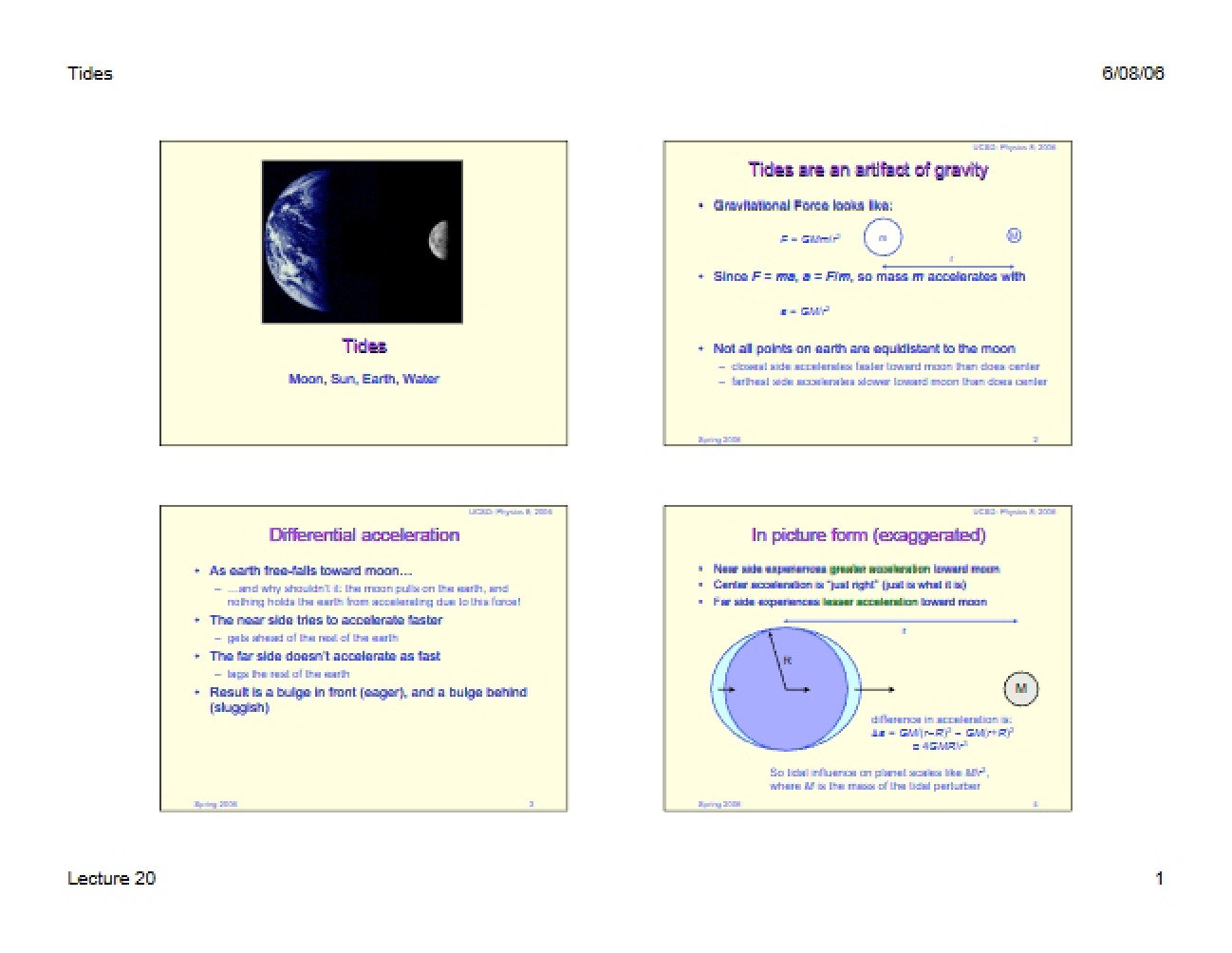 Gravitational Influence on Tidal Patterns