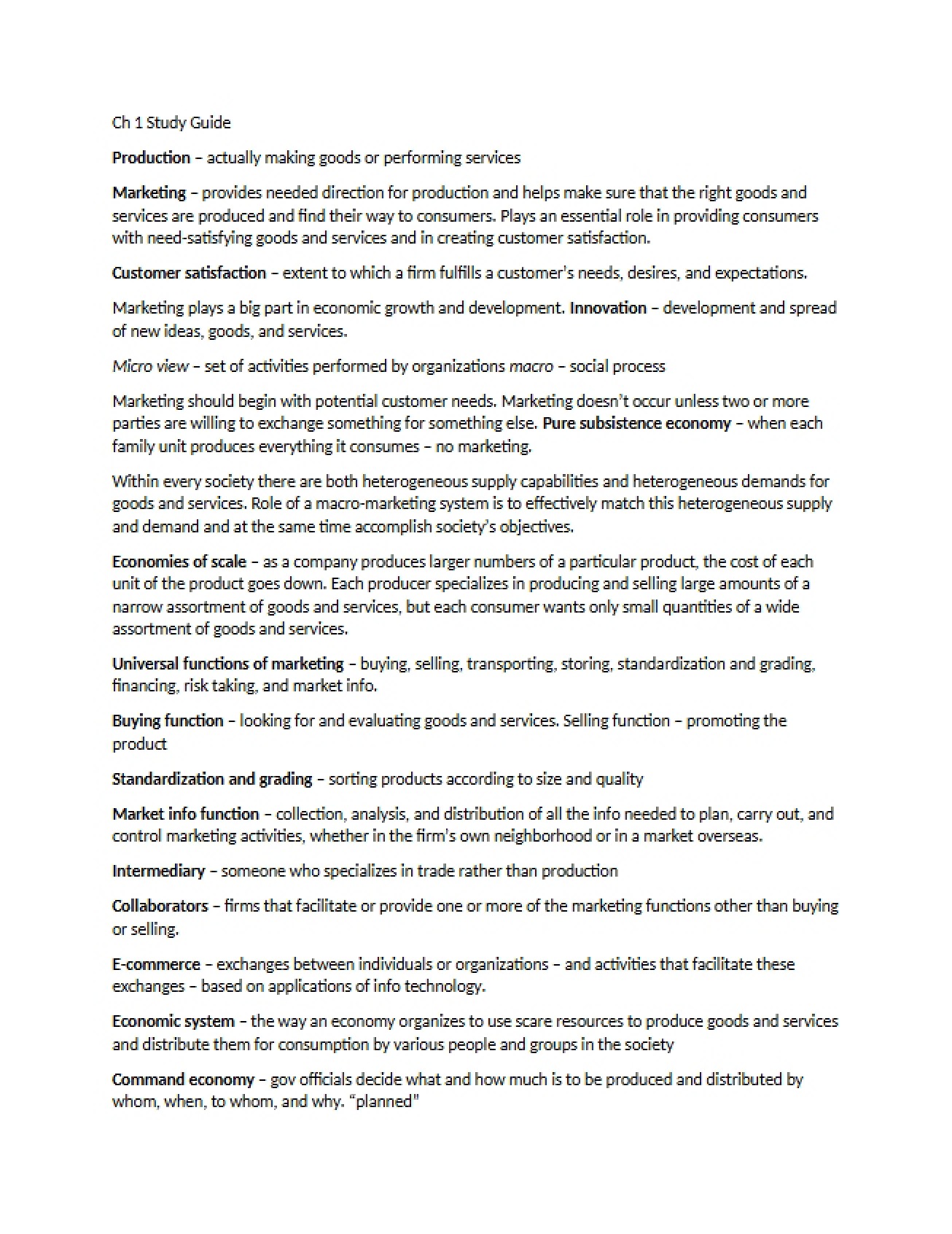 Study Guide for Chapter 1