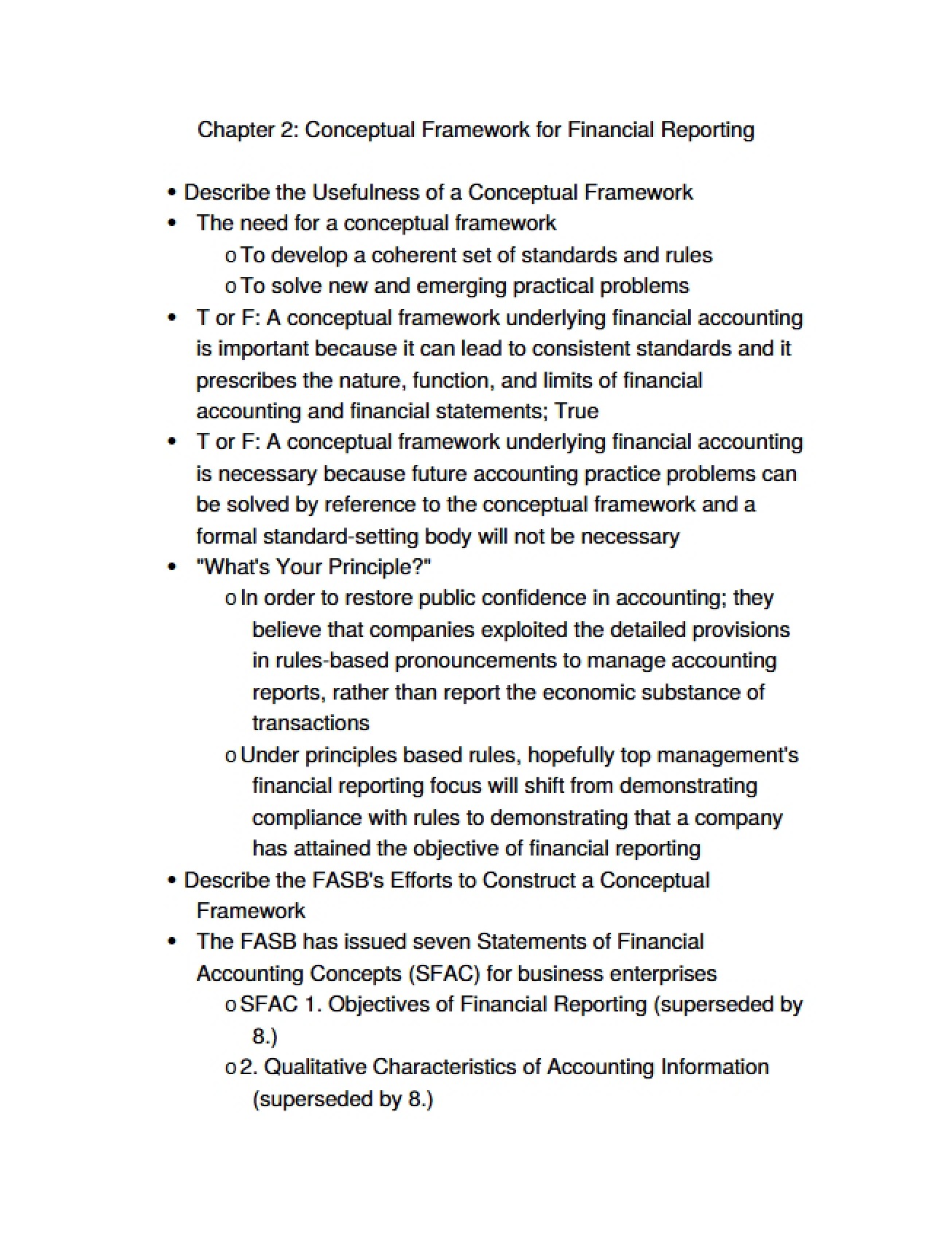 Conceptual Framework for Financial Reporting Chapter Two