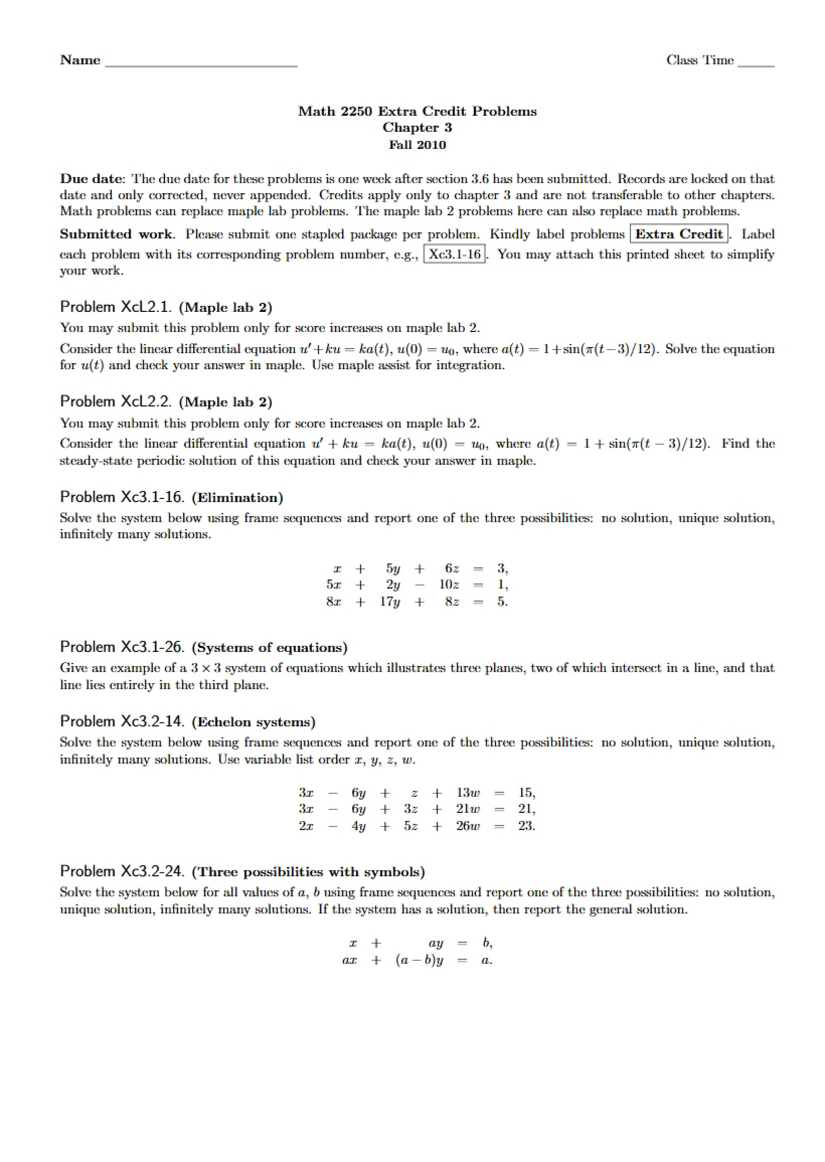 Extra Credit for Math 2250