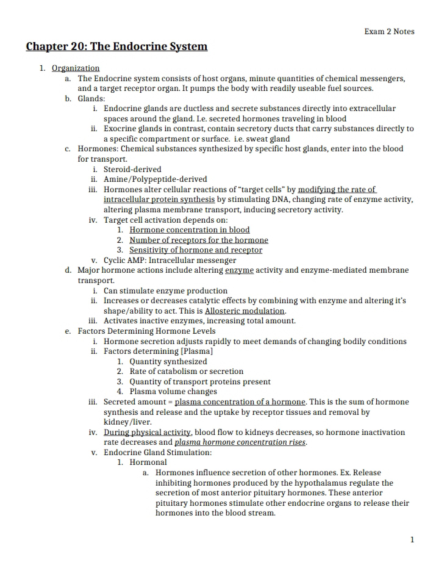 Endocrine System Regulation Chapter 20