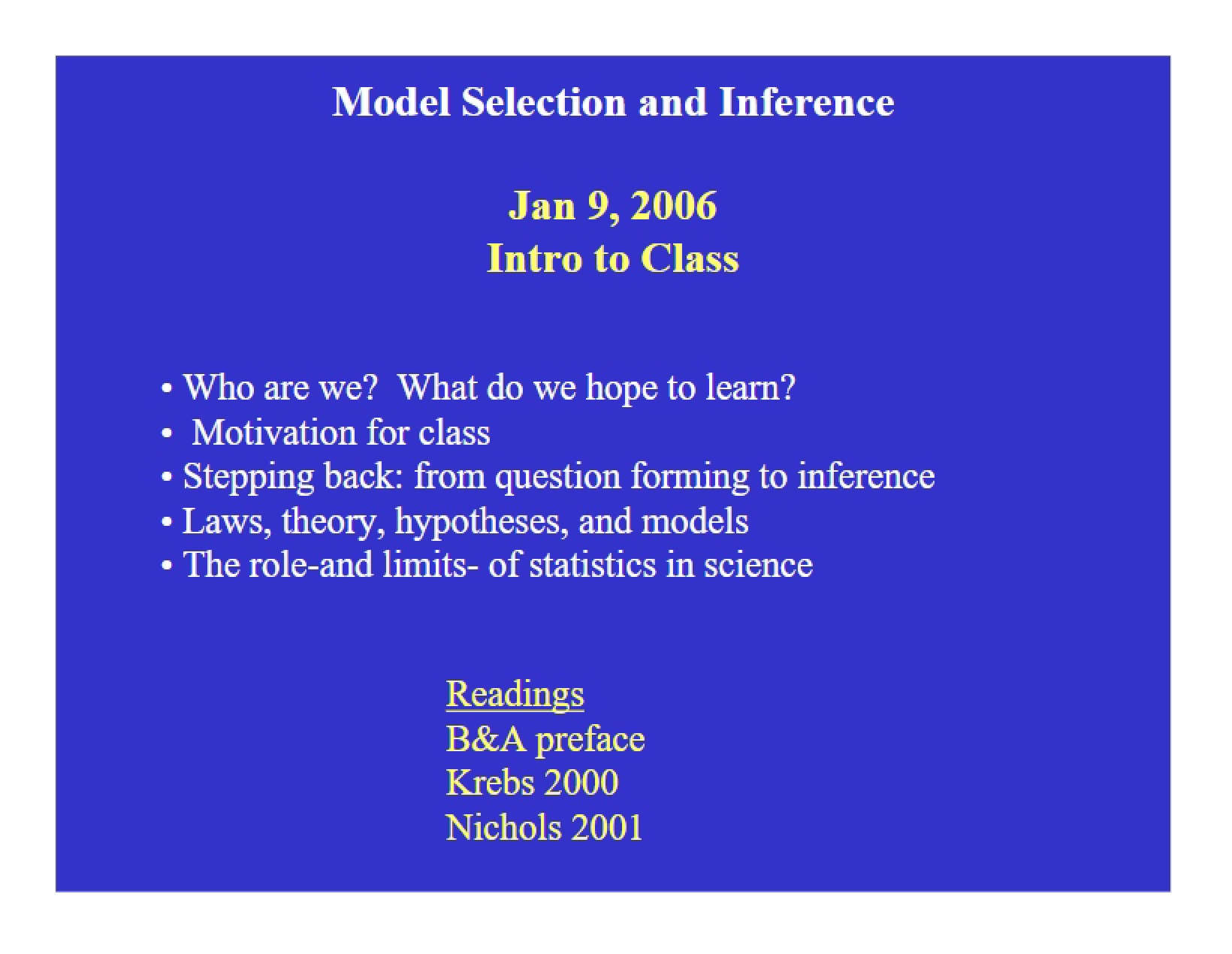 Selection and Inference of Models