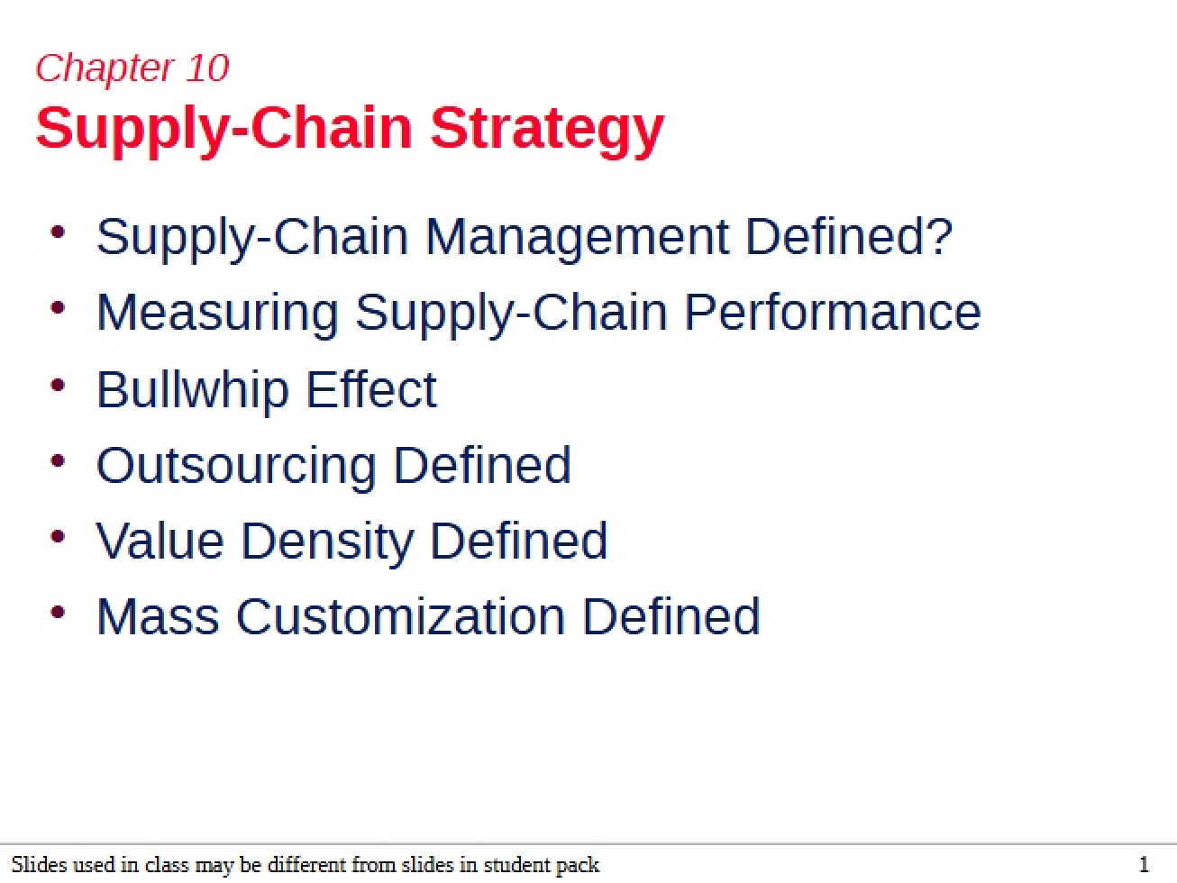 Analysis of Supply-Chain Strategy
