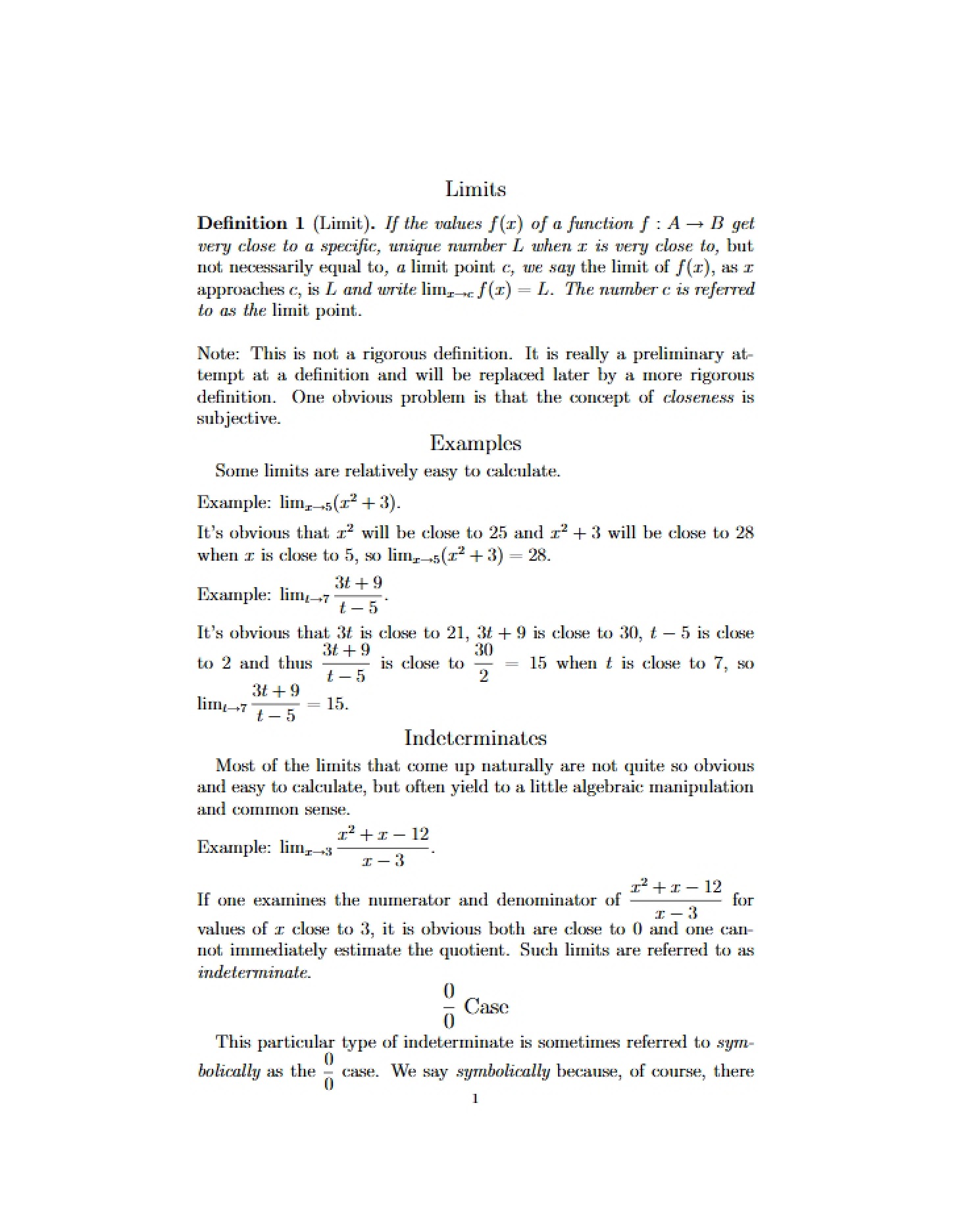Calculus Limits