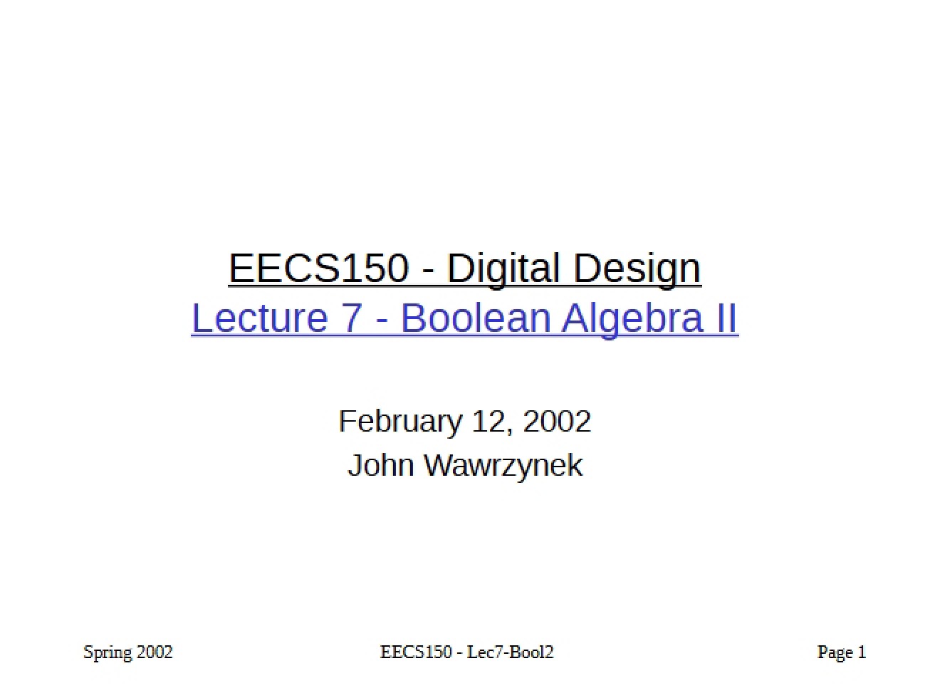 Boolean Algebra Continuation