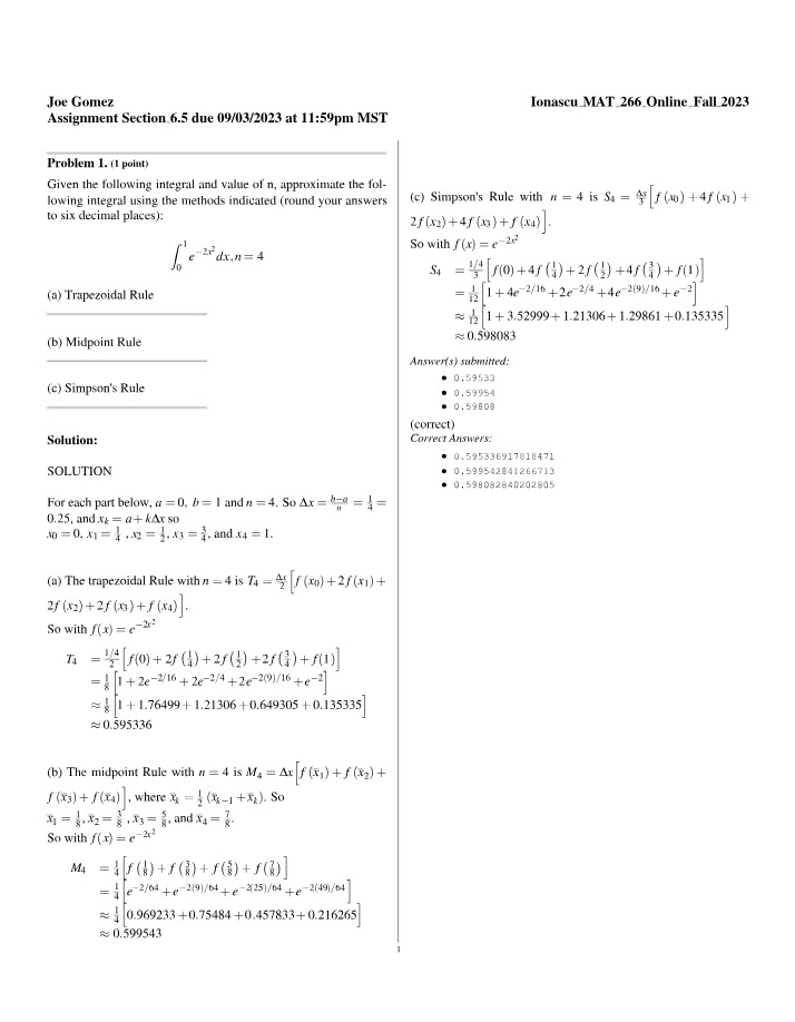 Numerical Methods for Approximating Integrals