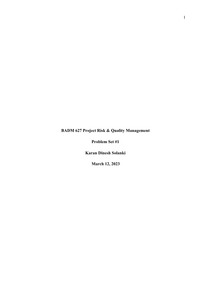 Project Risk & Quality Management - Basics and Processes