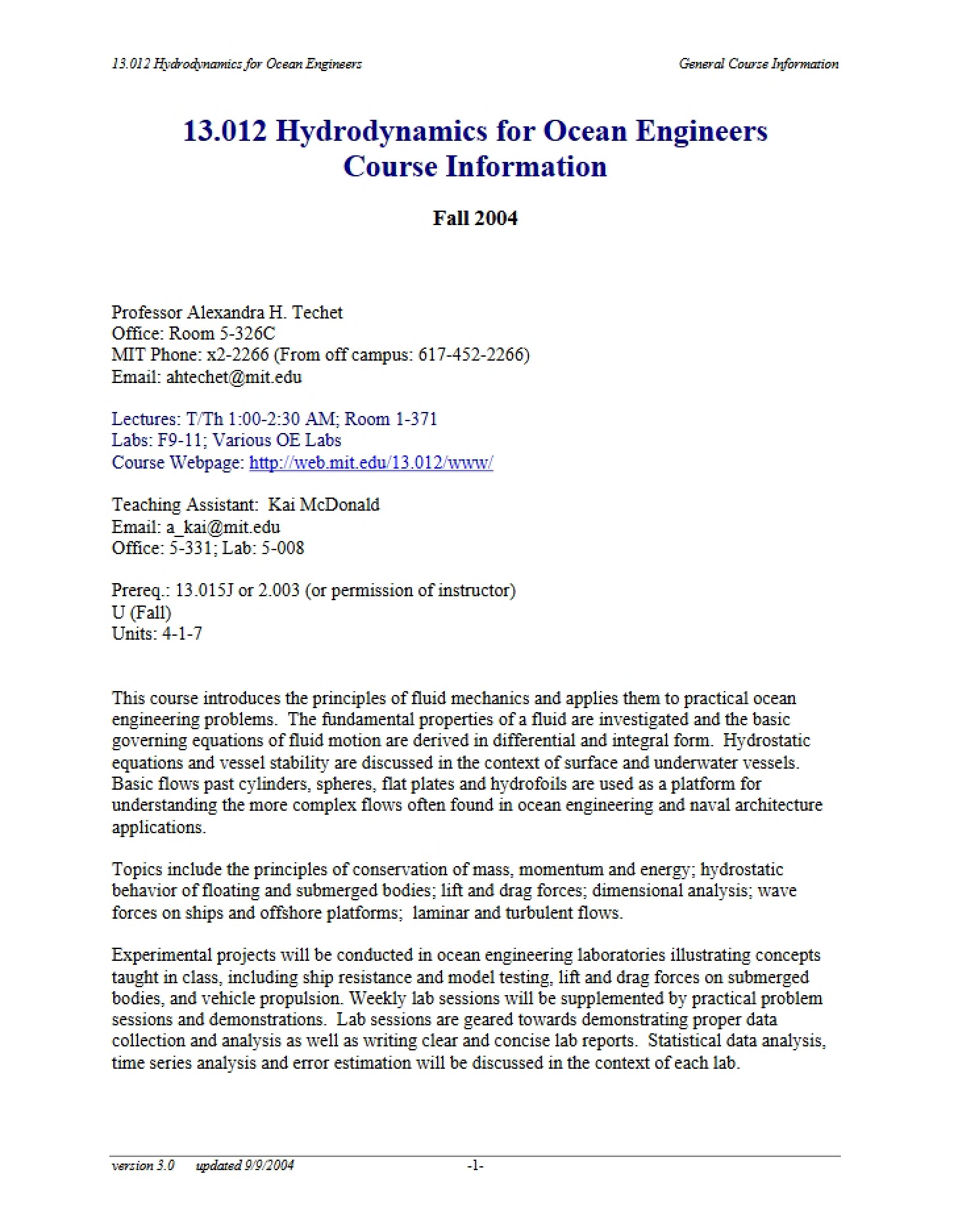 Information on Course