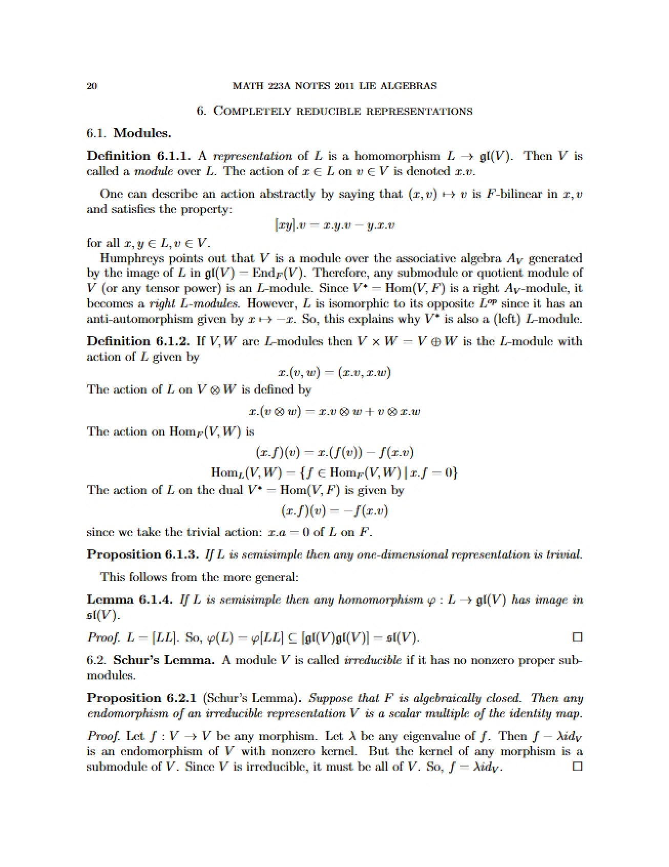 Lie Algebras Notes - Set 8