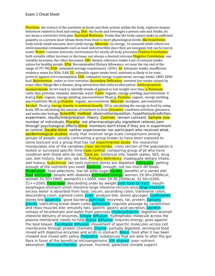 Exam 1 Cheat Sheet (CHEM 206)
