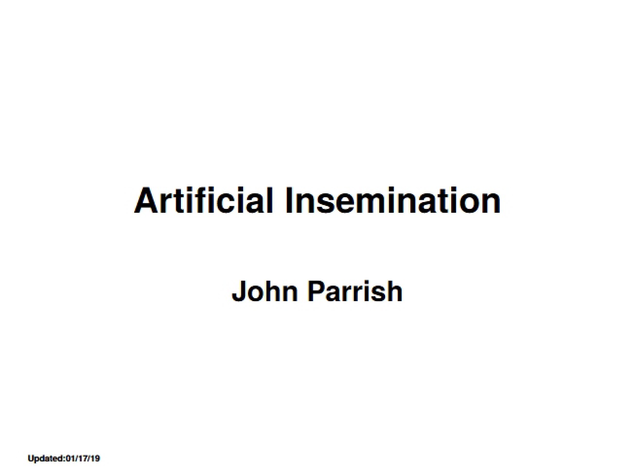 Procedures for Artificial Insemination
