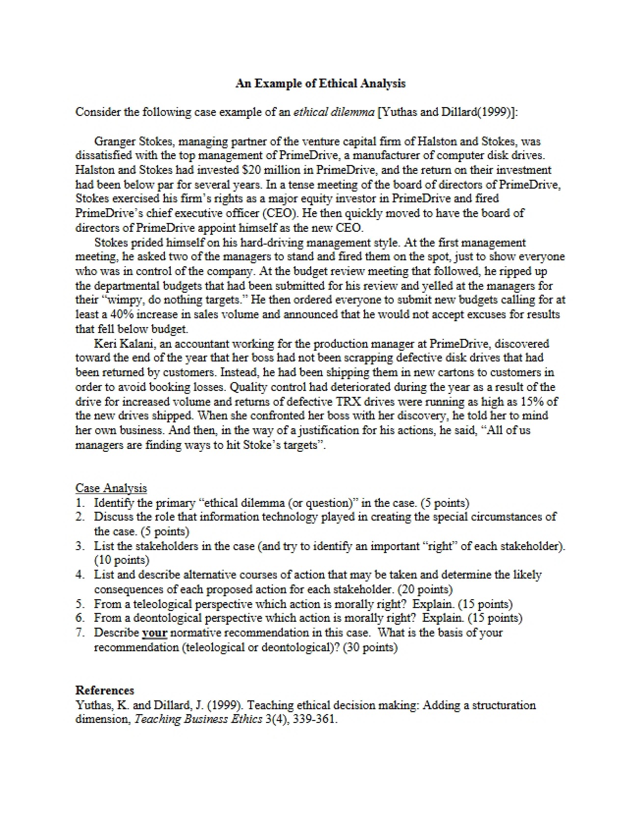 Ethical Analysis Case Study
