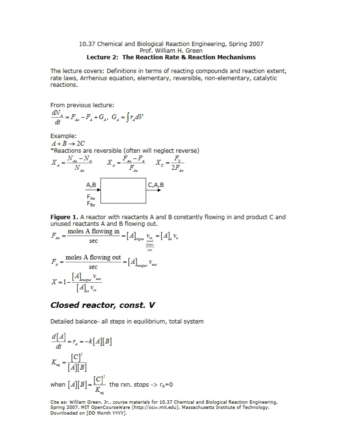 Reaction Mechanisms and Rates