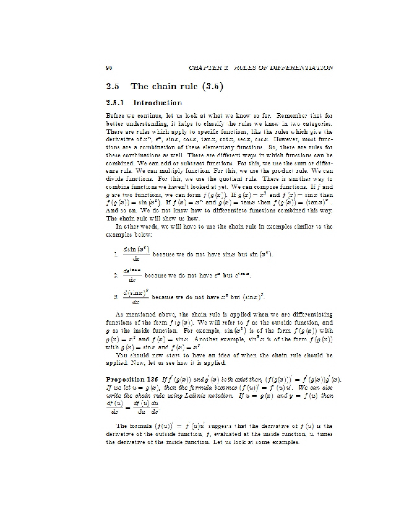 Differentiation Using the Chain Rule