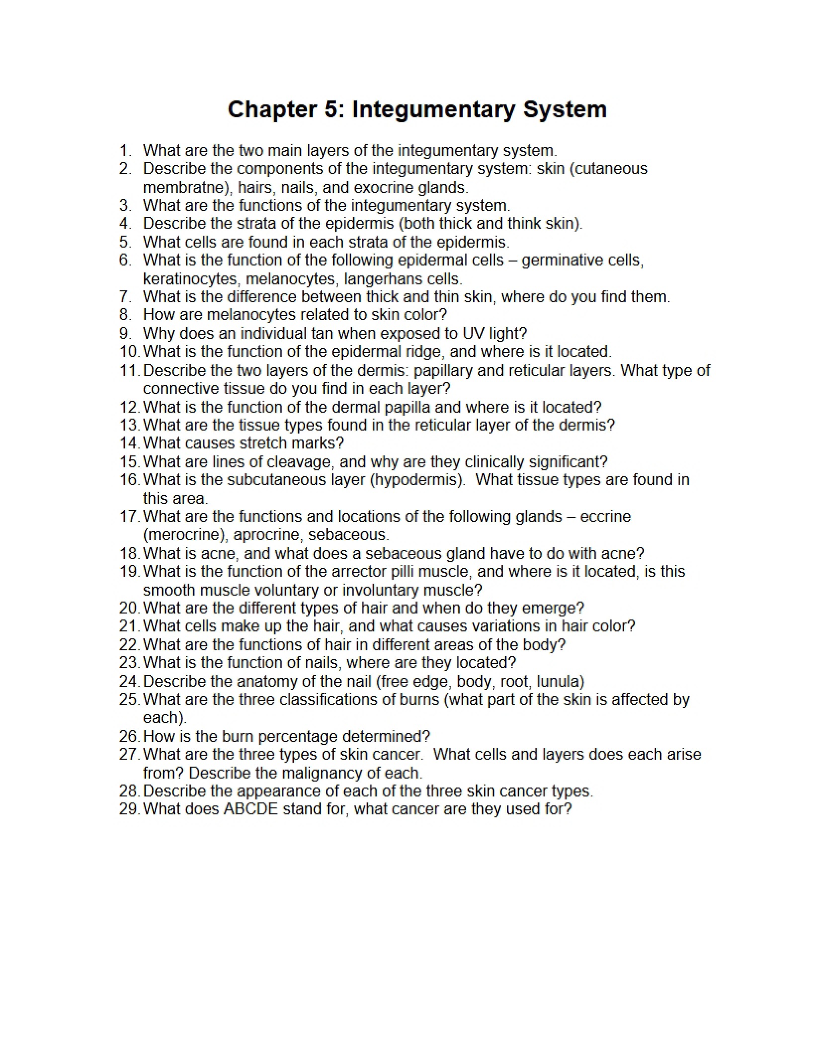 Integumentary System Ch. 5