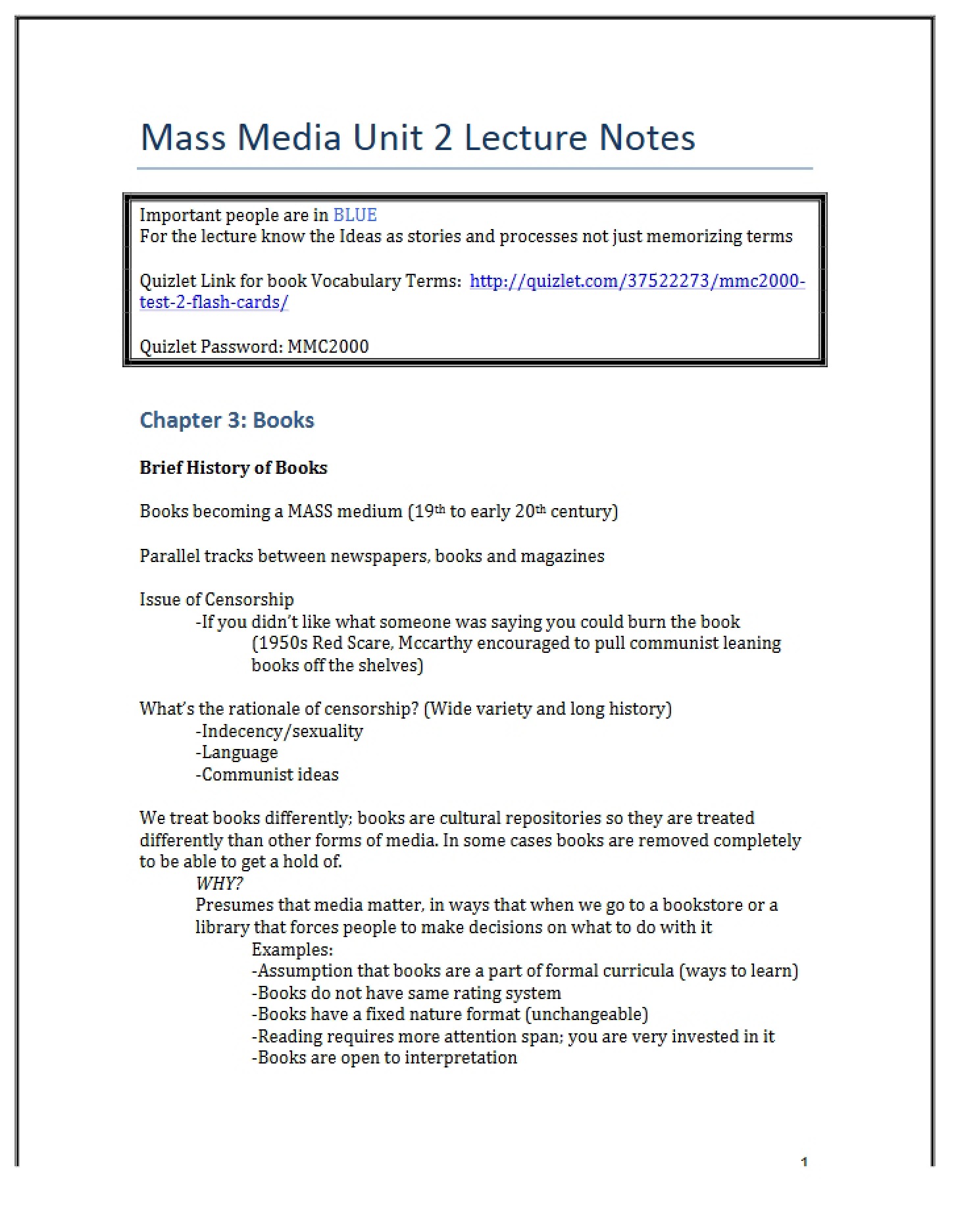 Lecture Notes for Unit 2