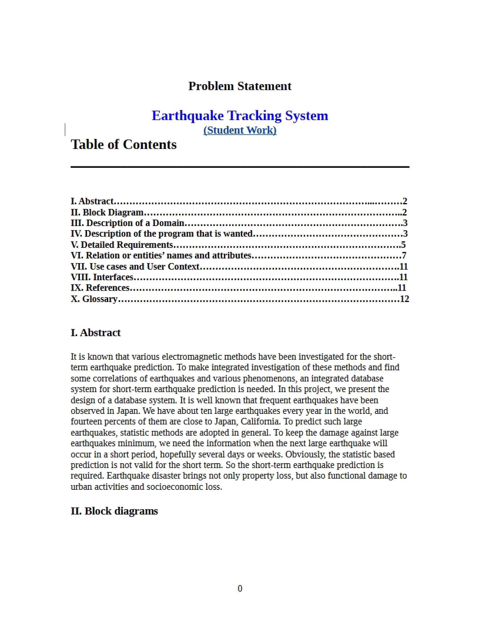 System for Tracking Earthquakes