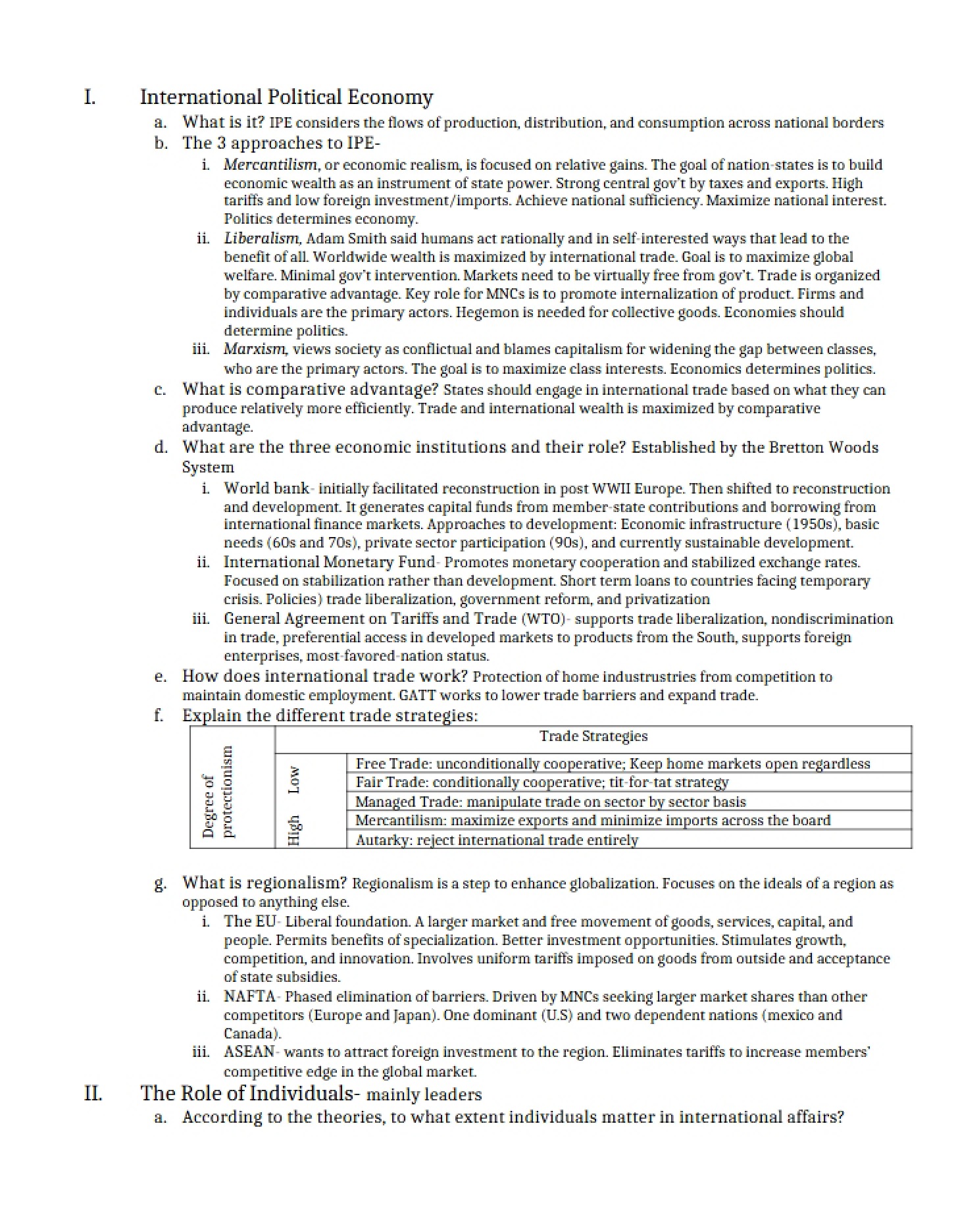 Political Economy Internationally
