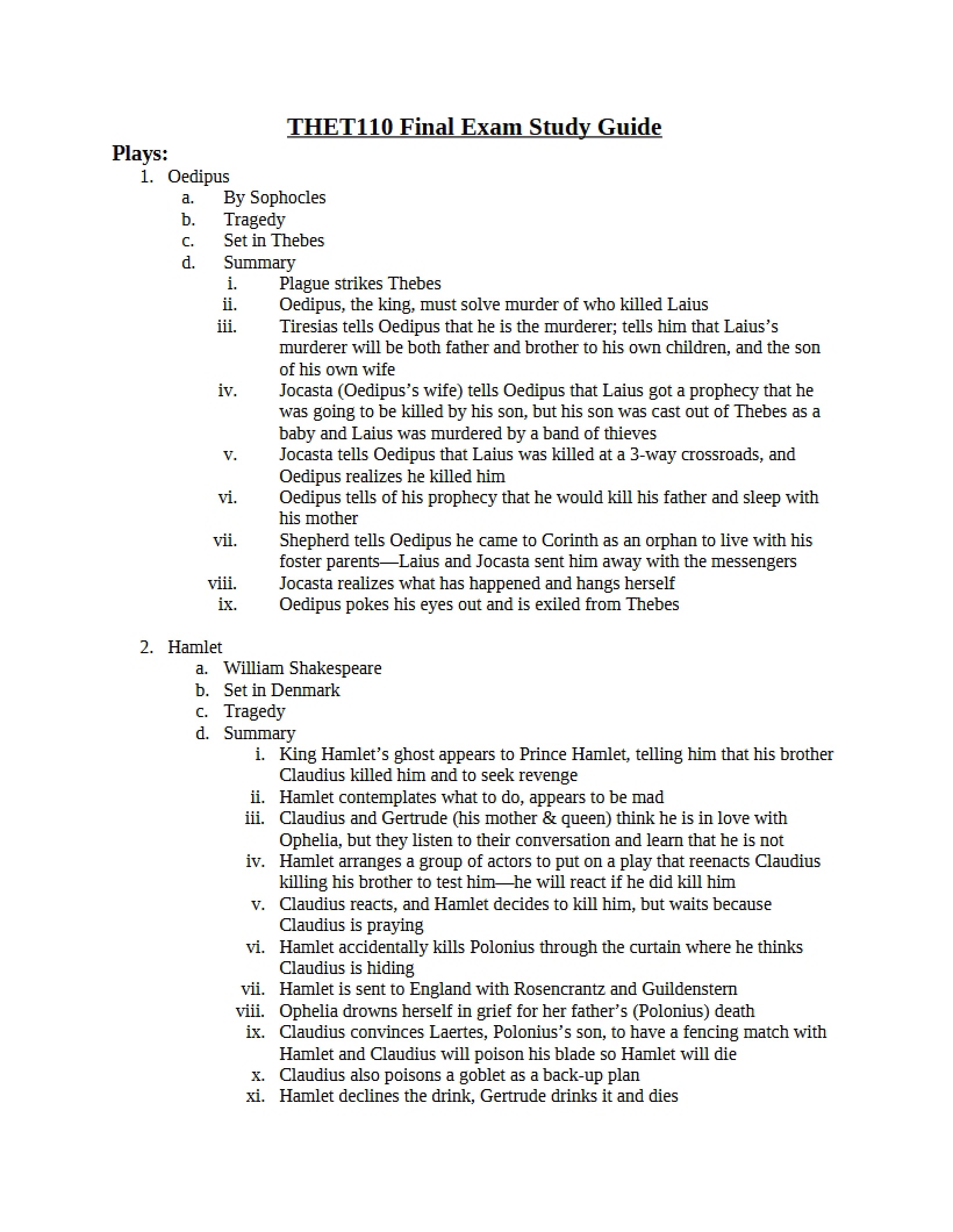 Guide for Final Exam