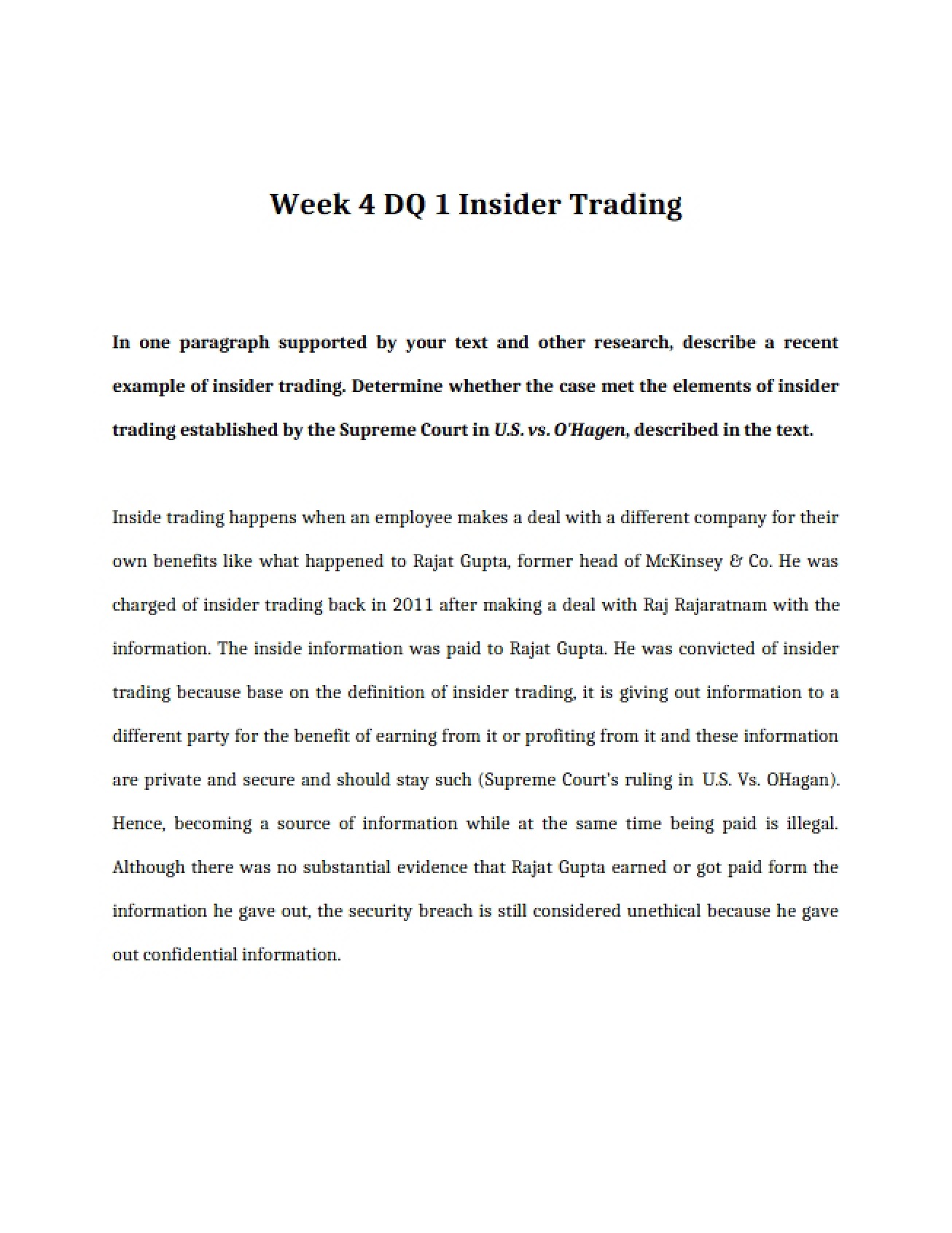 Discussion Insider Trading (Week 4)