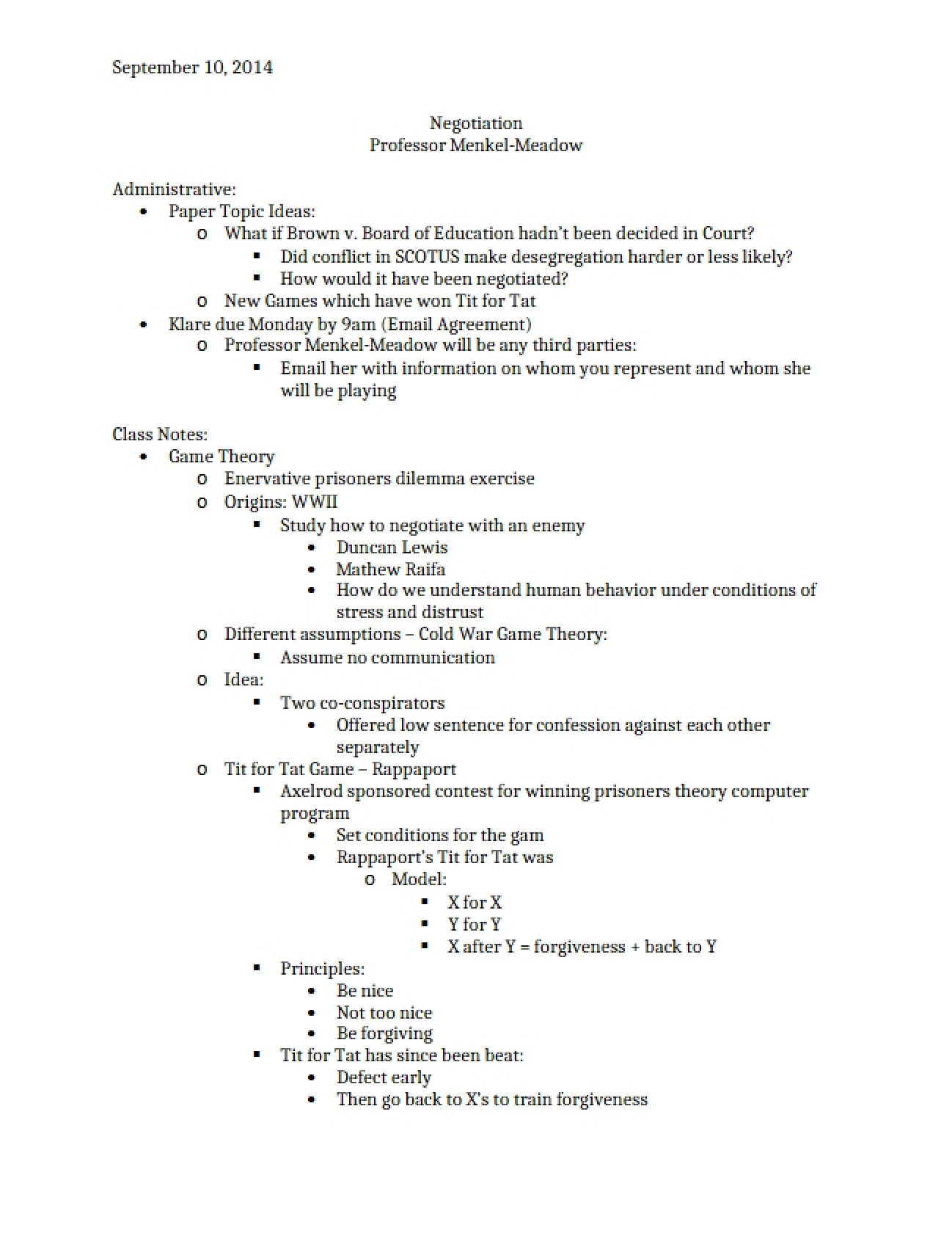 Process of Negotiation