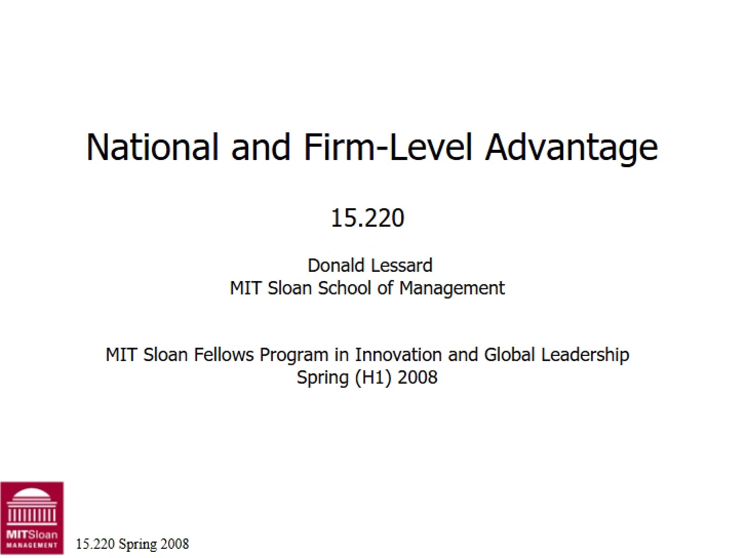 Advantage at Firm and National Levels