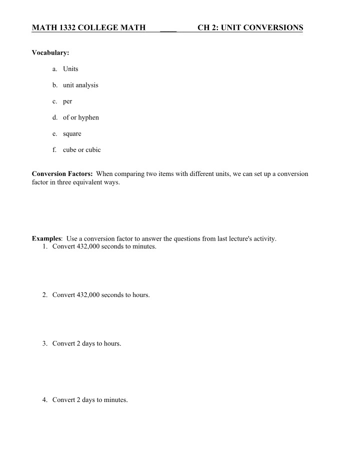 Standardized Unit Systems and Conversions