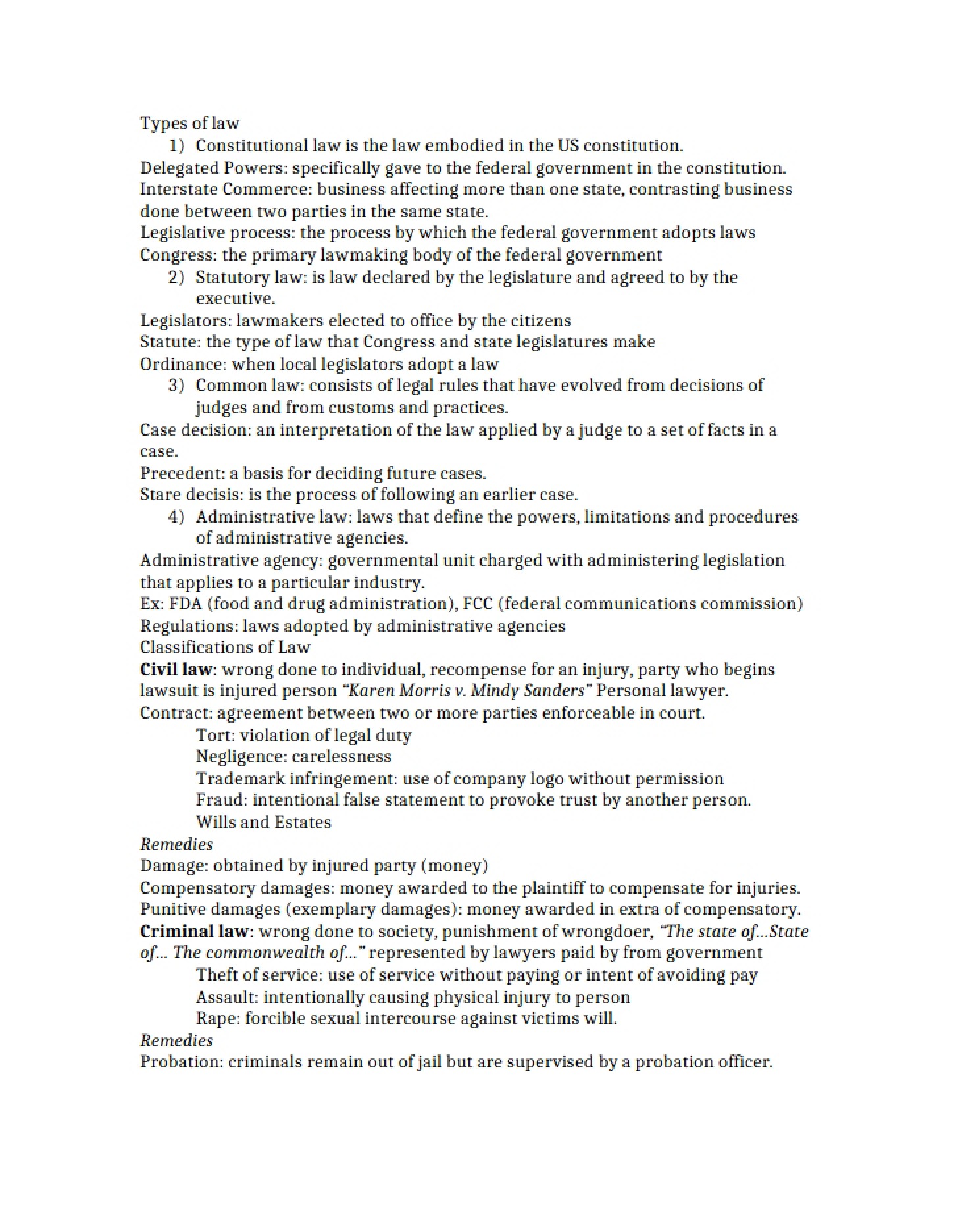 Law Classifications