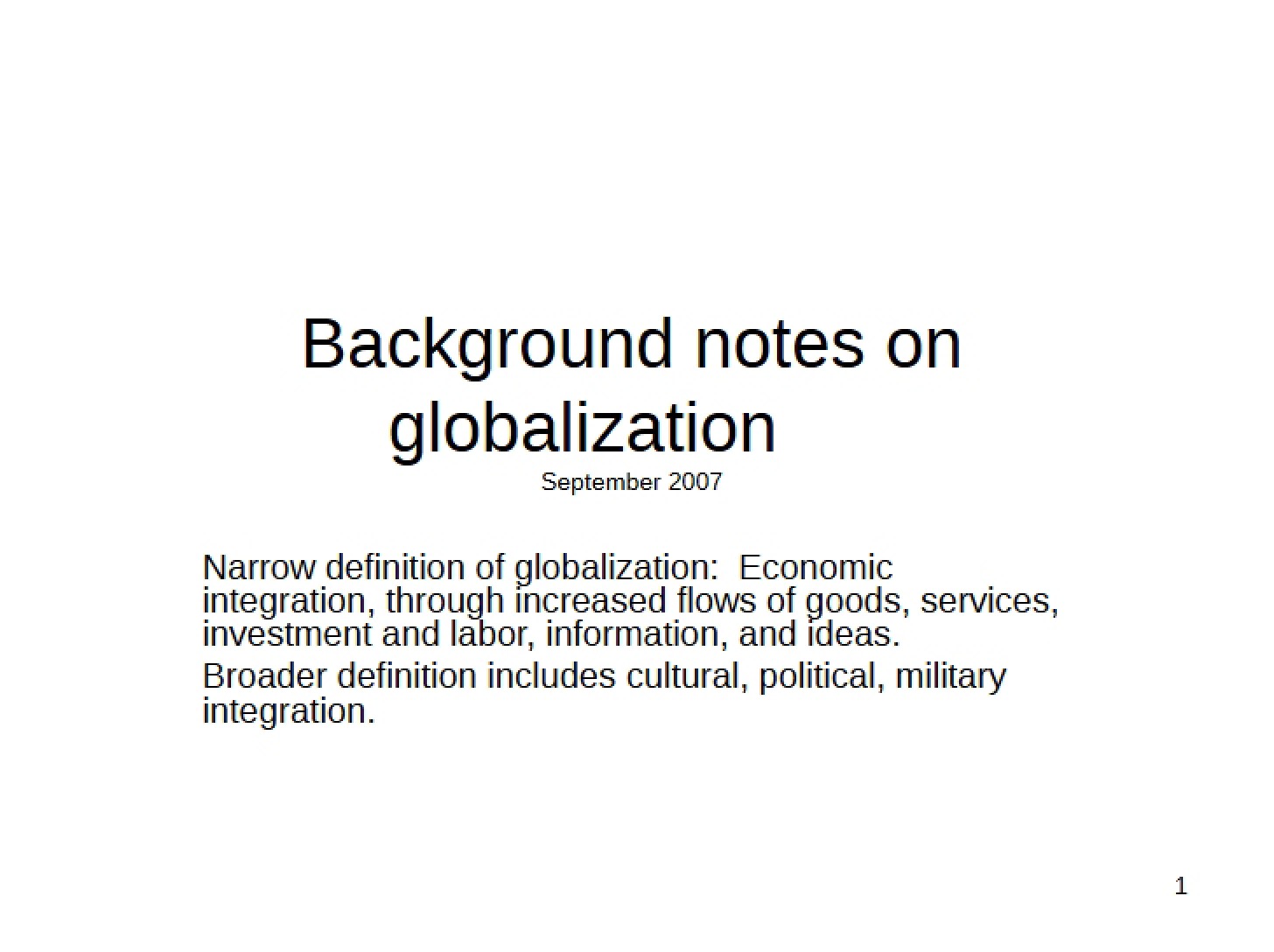 Globalization Background Notes